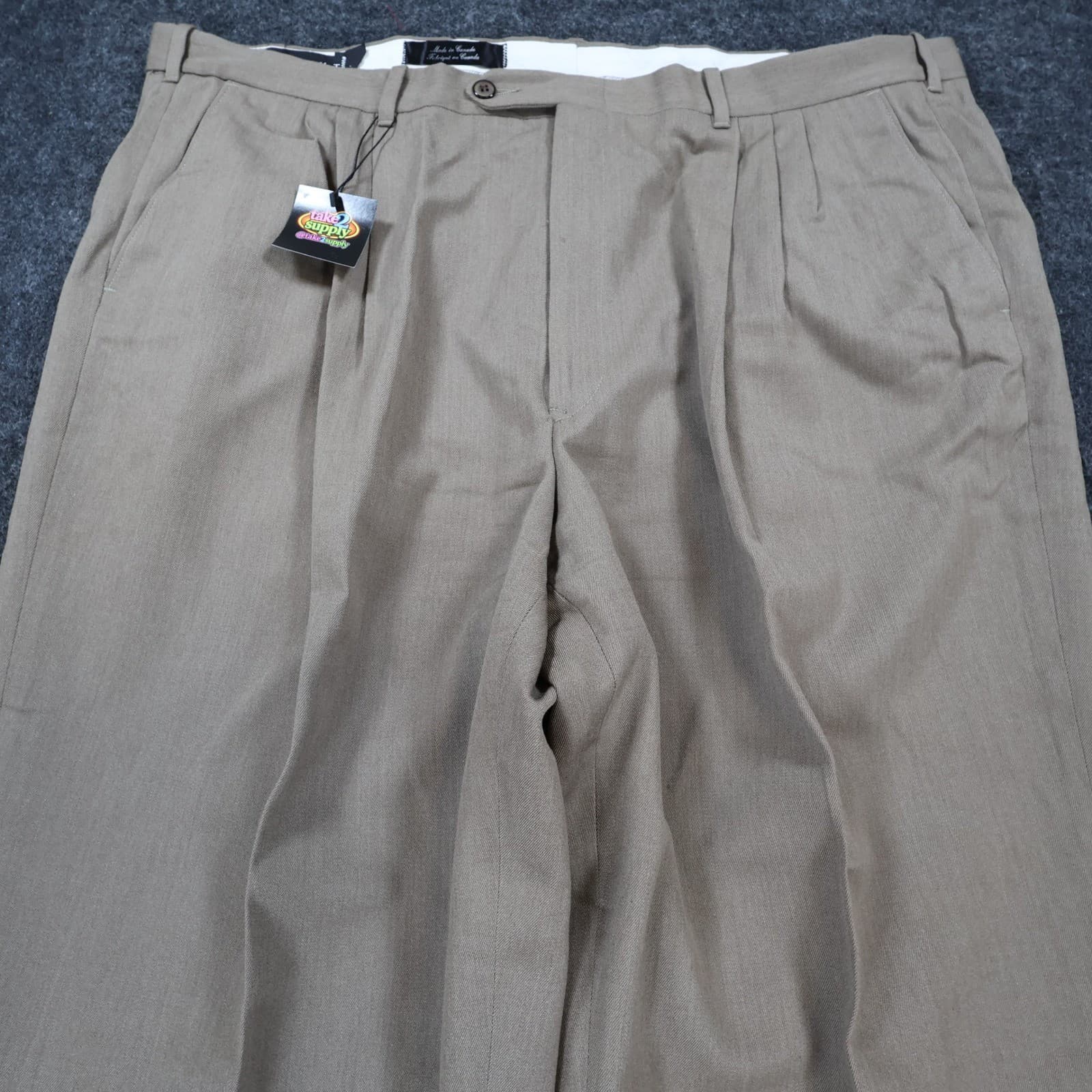 Context Pleated Dress Pants Mens 44 Brown Excellent 100% Wool Made in Canada - Thumbnail 11