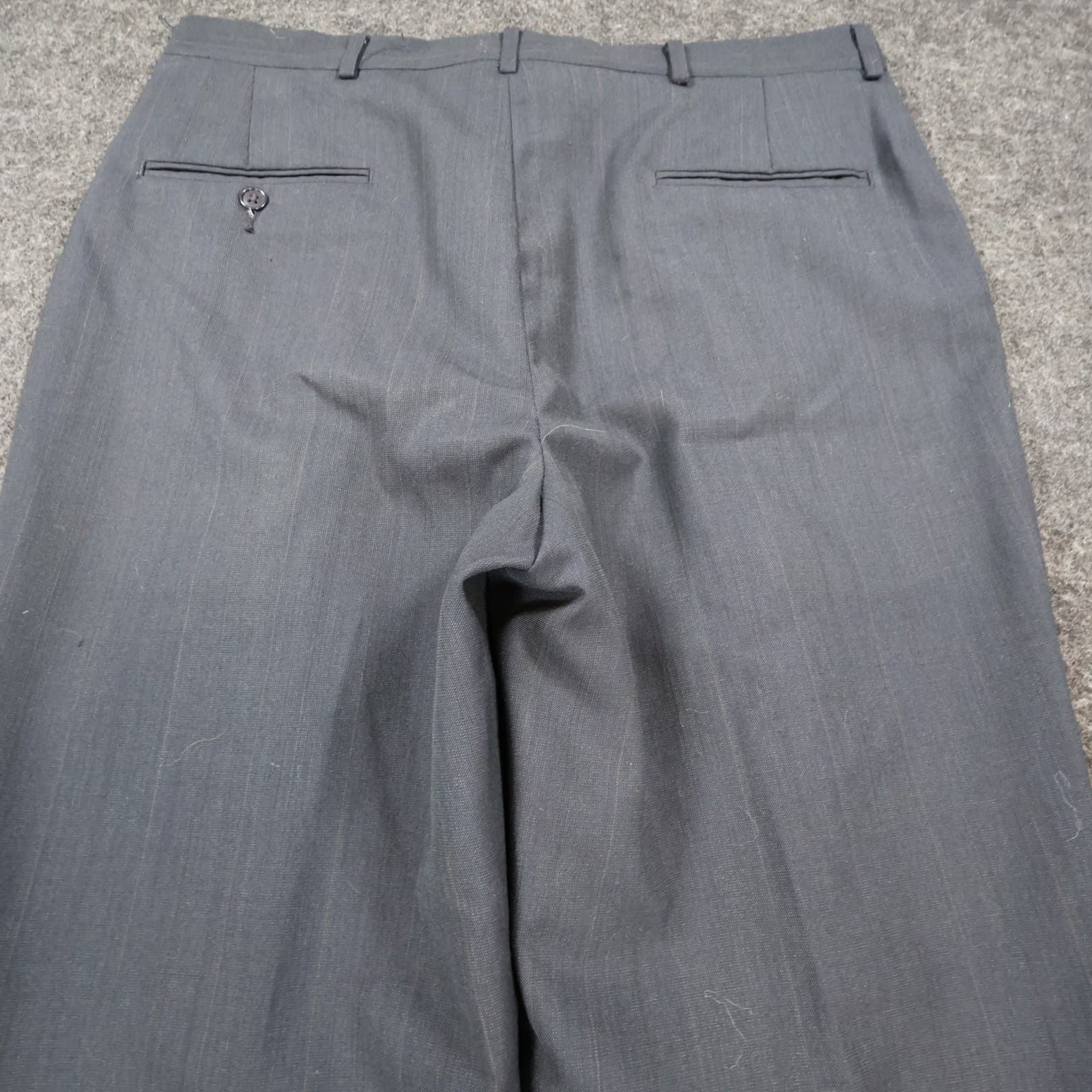 Haggar Dress Pants Mens 36x29 Blue Excellent Pinstripe Pleated - Thumbnail 11