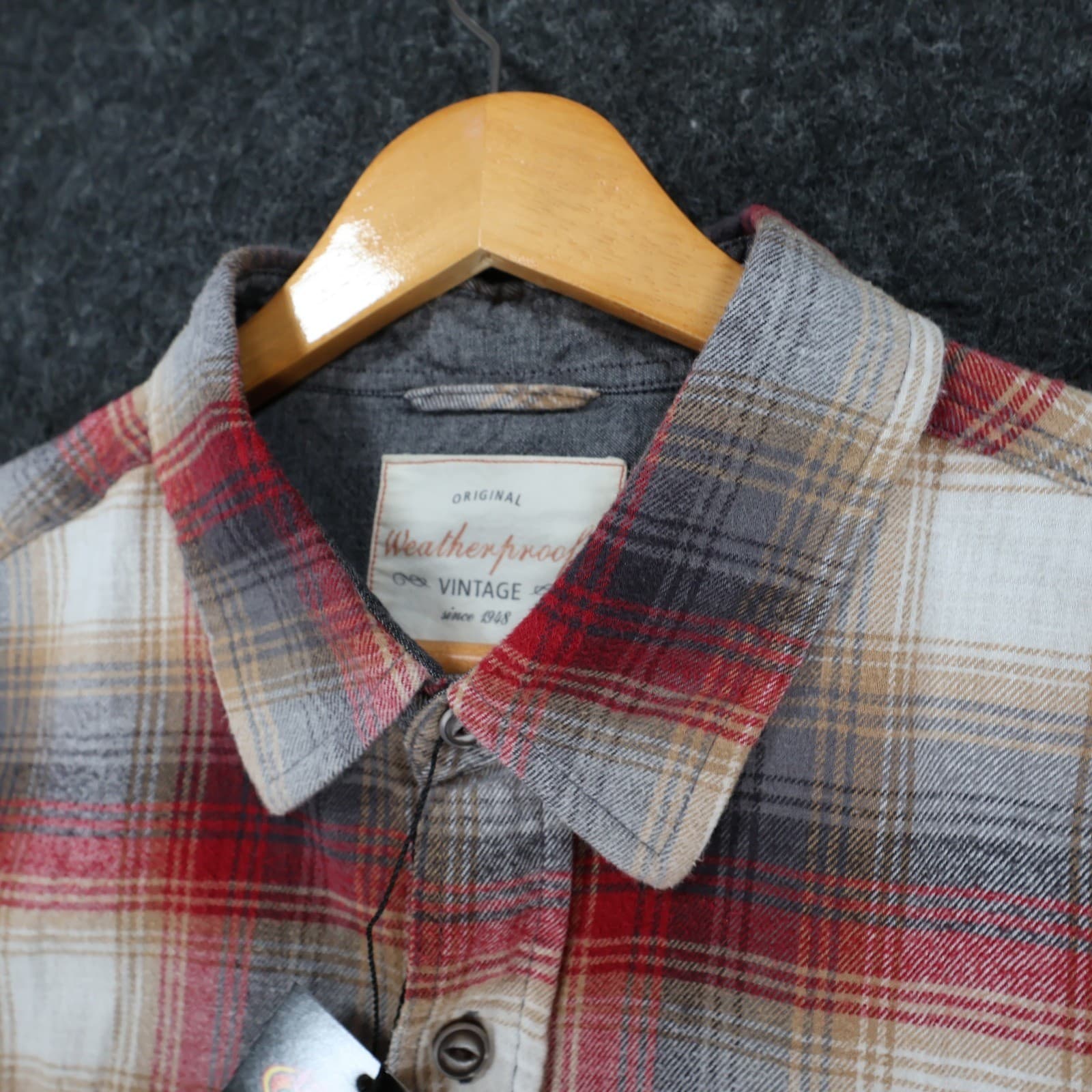 Weatherproof Vintage Flannel Mens L Red Excellent Plaid Button Up - Thumbnail 9