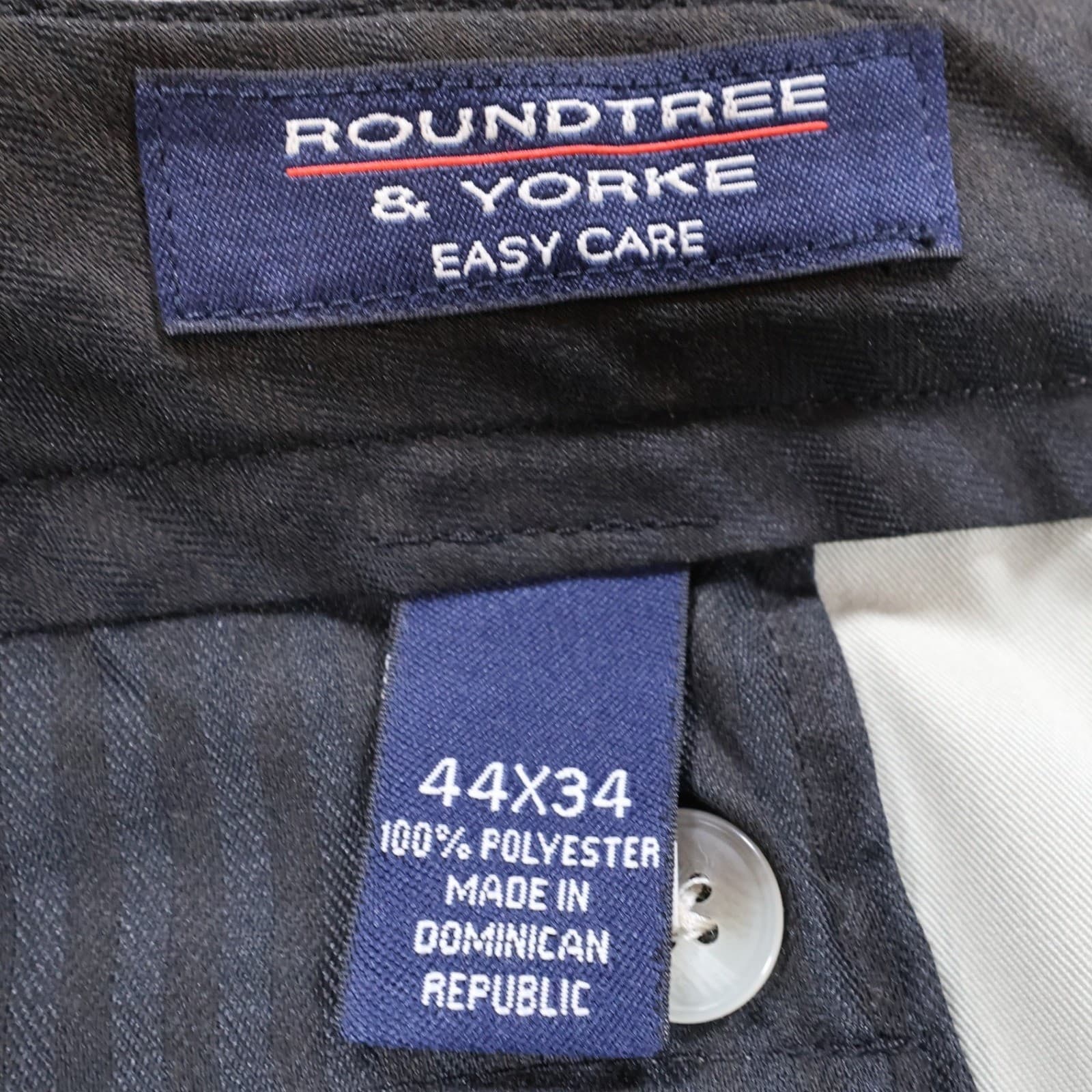 Roundtree & Yorke Dress Pants Mens 44x34 Beige Excellent Pleated Easy Care - Thumbnail 7