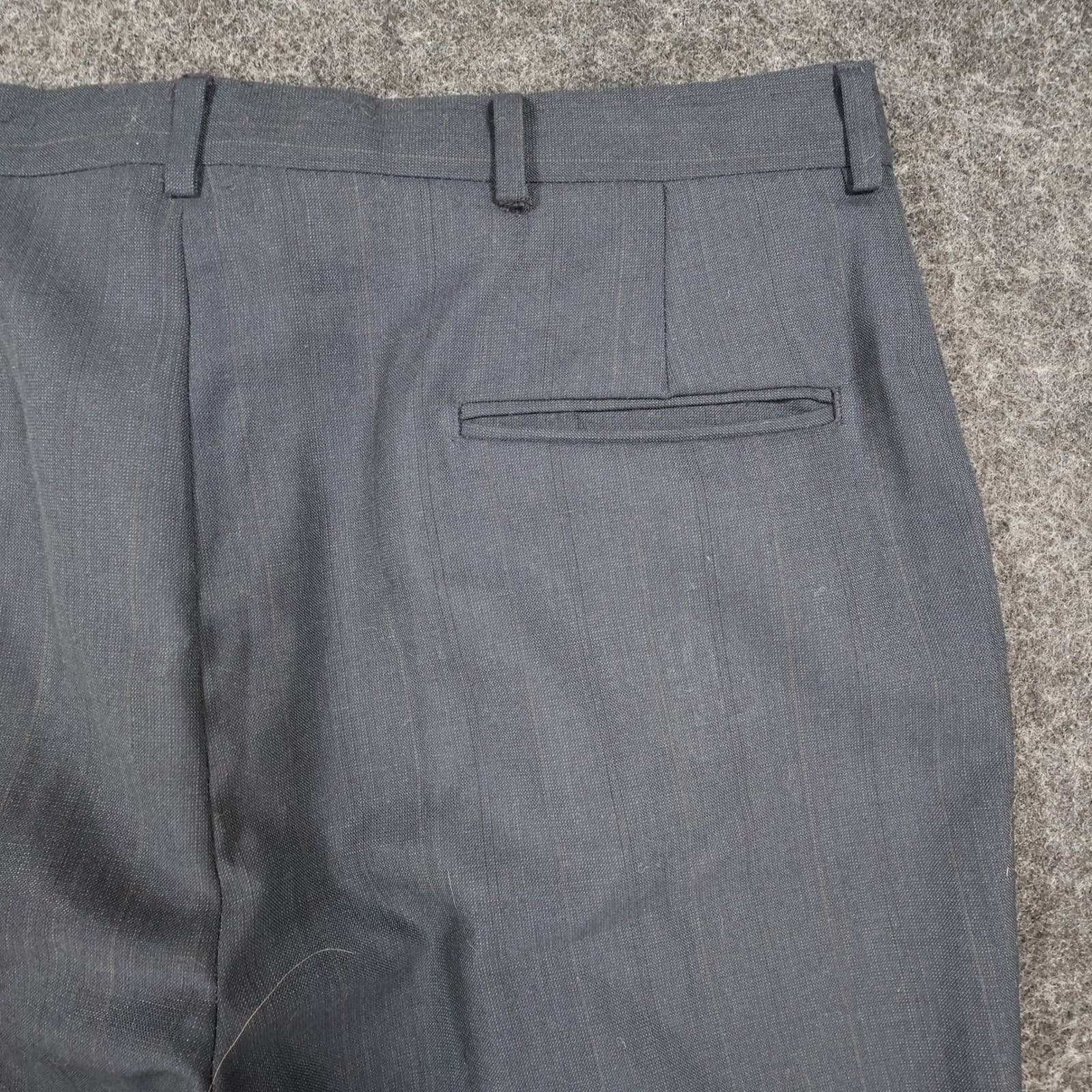 Haggar Dress Pants Mens 36x29 Blue Excellent Pinstripe Pleated - Thumbnail 9