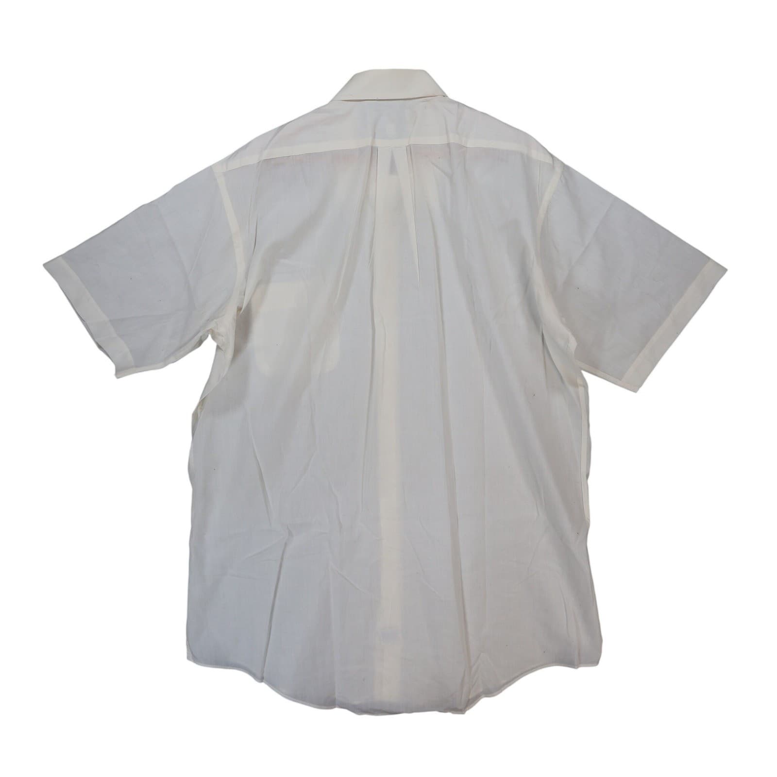 Umberto Rossi Button Down Mens 17.5 Ivory Excellent Short Sleeve - Thumbnail 2