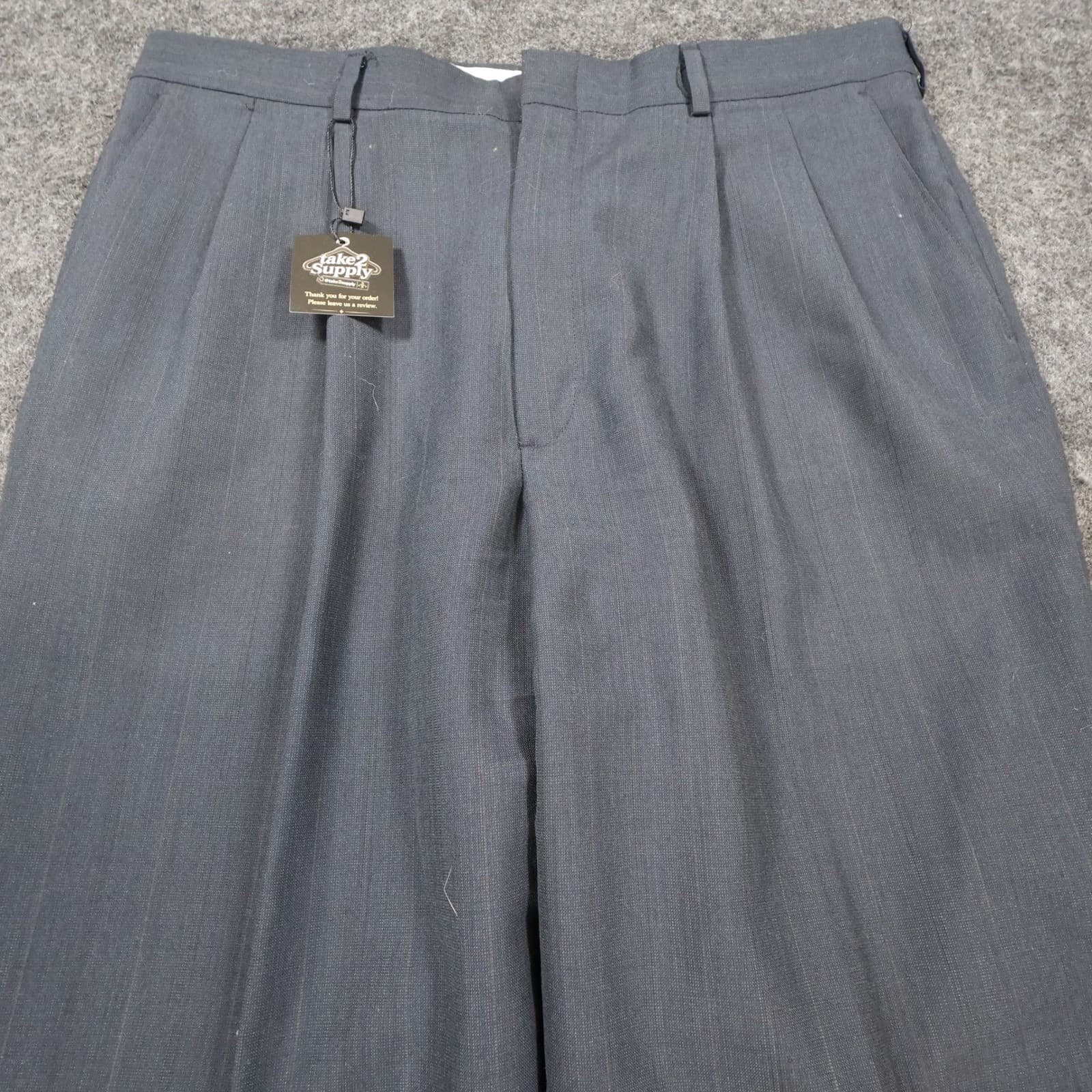 Haggar Dress Pants Mens 36x29 Blue Excellent Pinstripe Pleated - Thumbnail 10