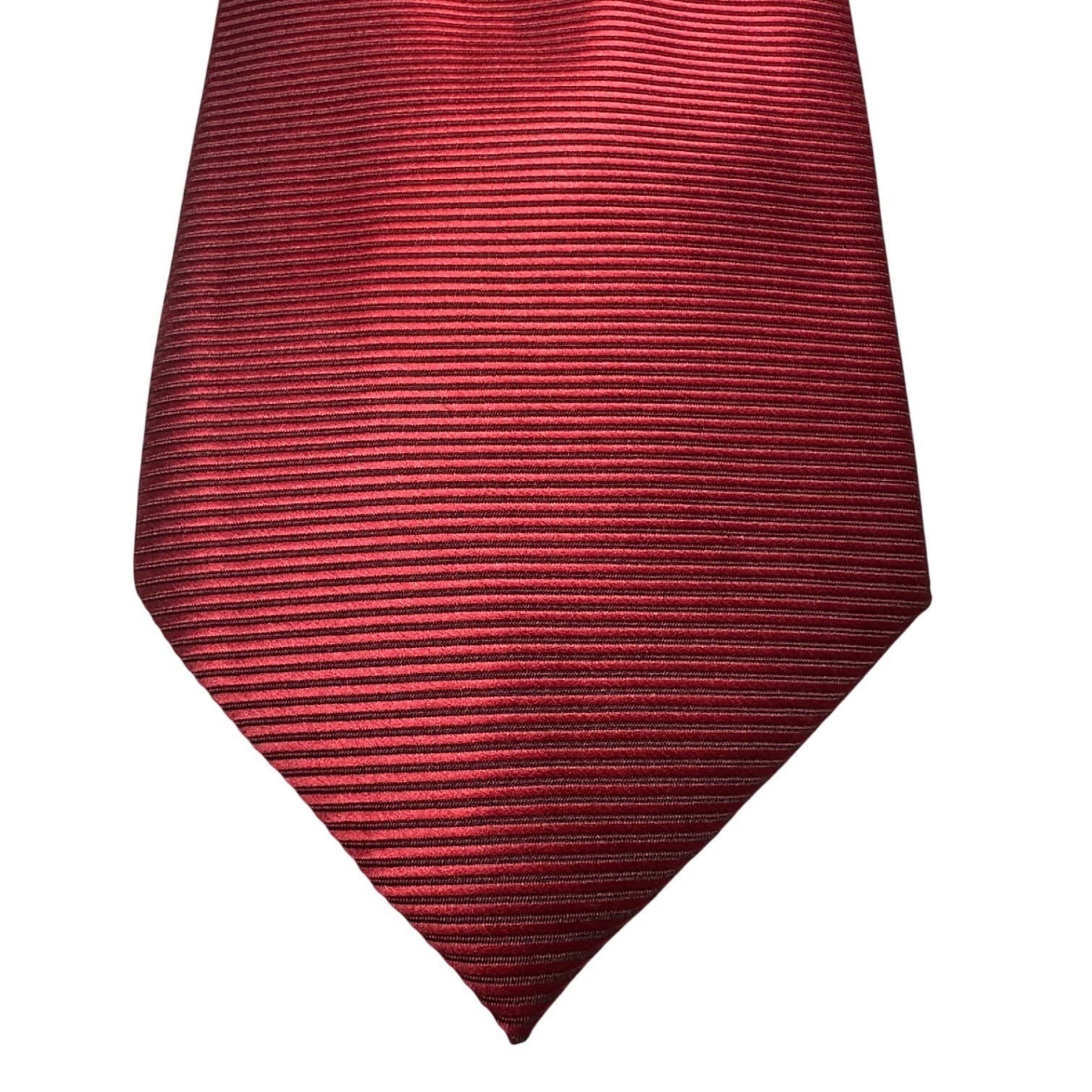 Vintage San Marino Mens Burgundy Red Ribbed Silk Necktie Italy New York - Thumbnail 2