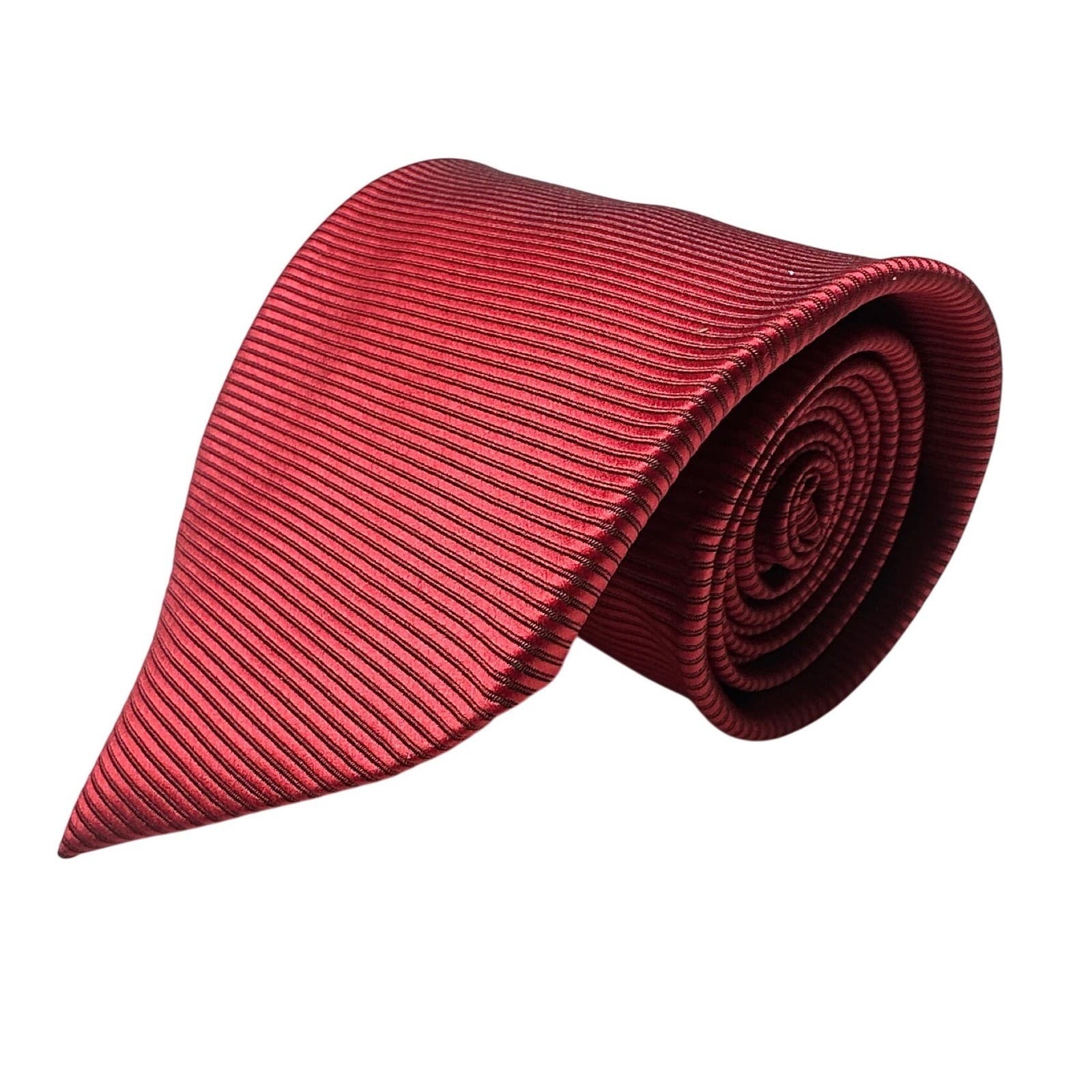 Vintage San Marino Mens Burgundy Red Ribbed Silk Necktie Italy New York - Thumbnail 4