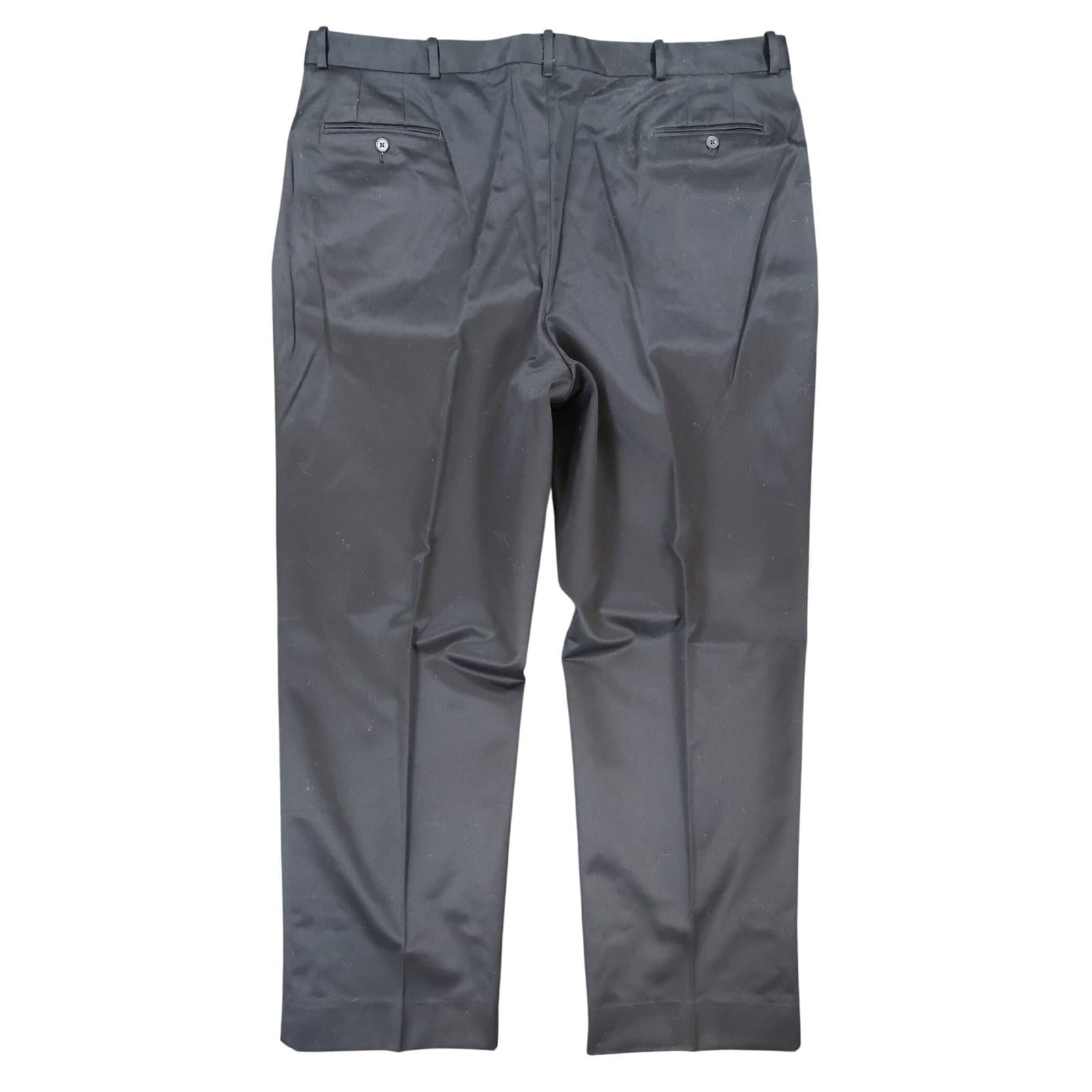 Lands End Pleated Chino Pants Mens 44 Black Excellent Double Pleat - Thumbnail 2