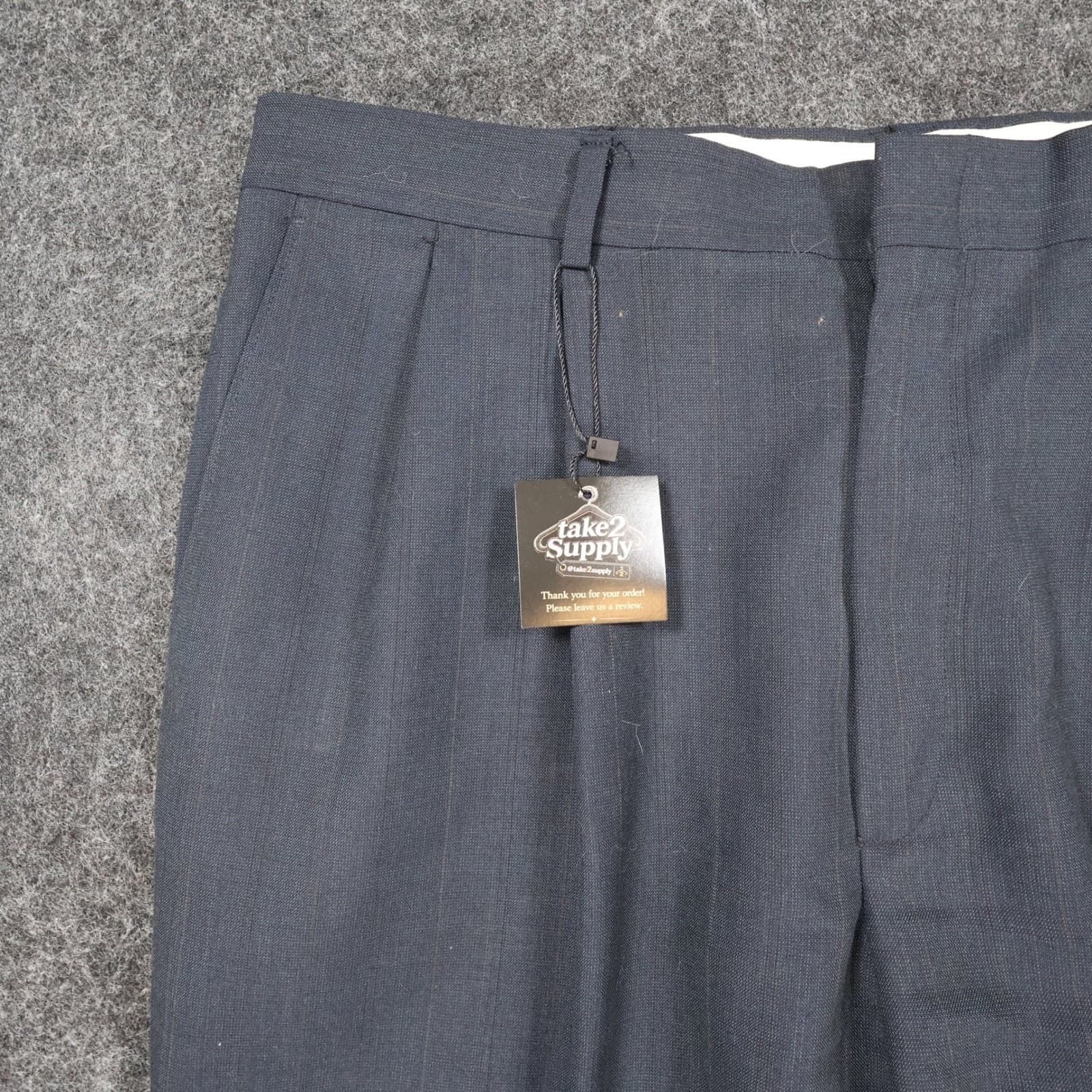 Haggar Dress Pants Mens 36x29 Blue Excellent Pinstripe Pleated - Thumbnail 8