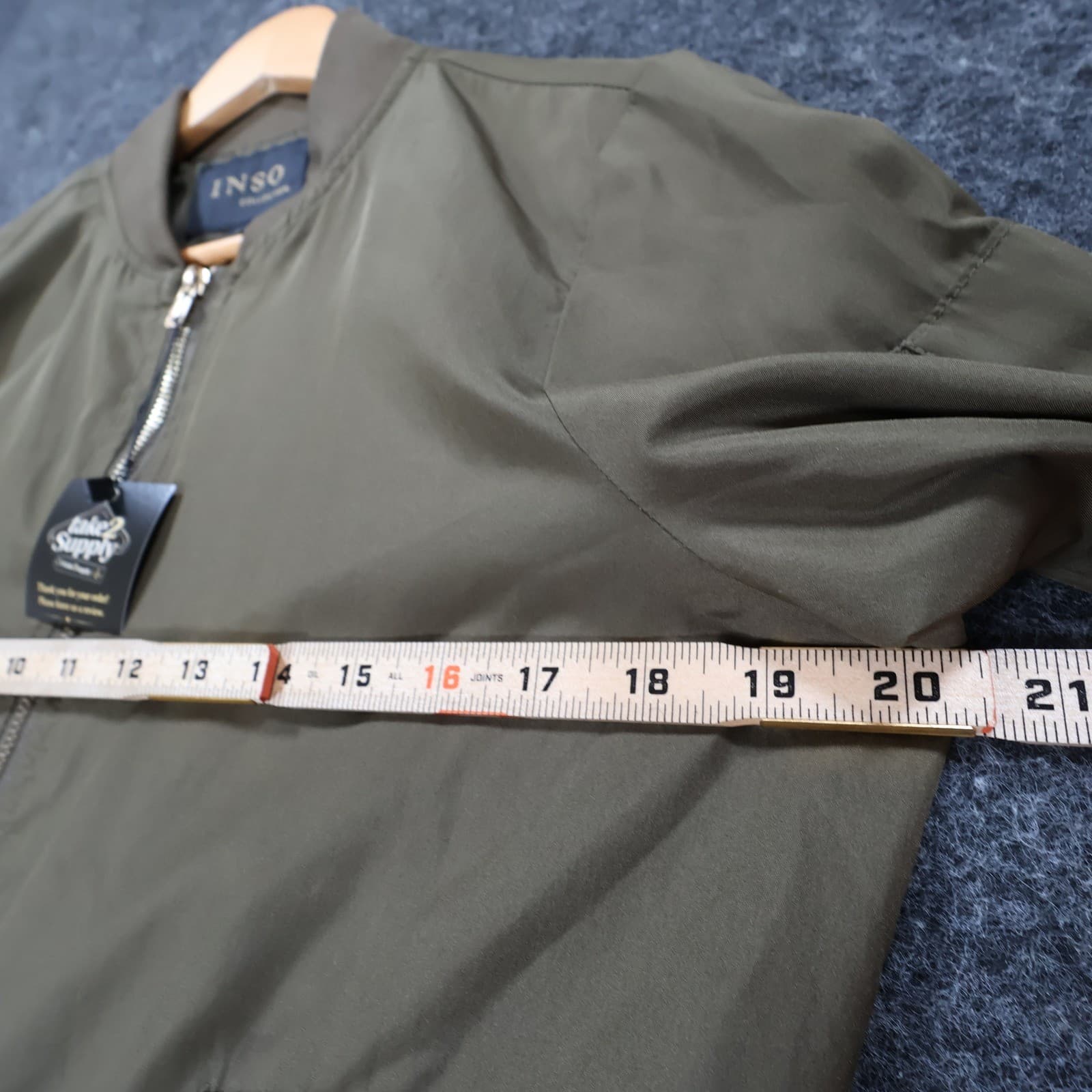 Inso Bomber Jacket Mens Medium Olive Green Excellent Lightweight Full Zip - Thumbnail 4