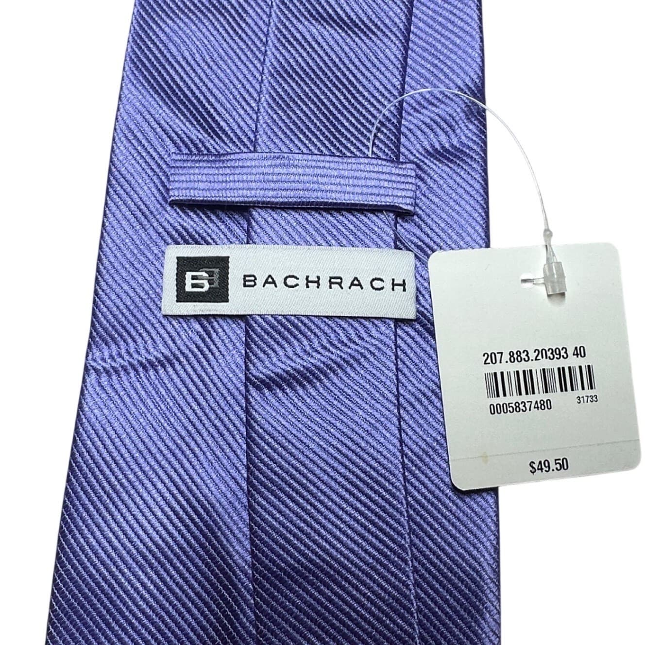 Bachrach Mens Purple Ribbed 100% Silk Handmade Necktie NWT - Thumbnail 6