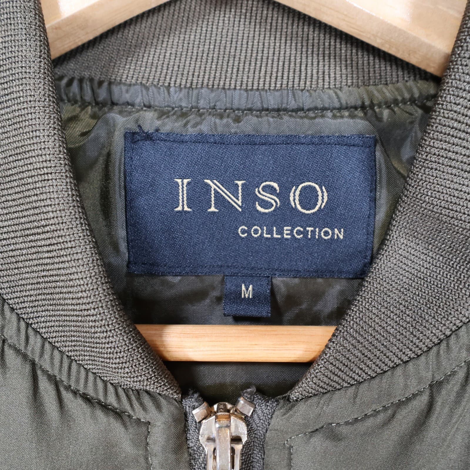 Inso Bomber Jacket Mens Medium Olive Green Excellent Lightweight Full Zip - Thumbnail 7