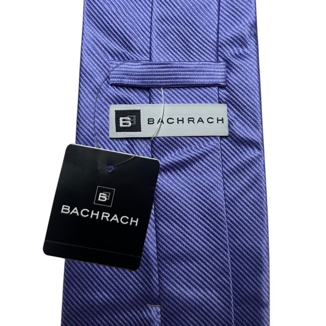 Bachrach Mens Purple Ribbed 100% Silk Handmade Necktie NWT - Thumbnail 5