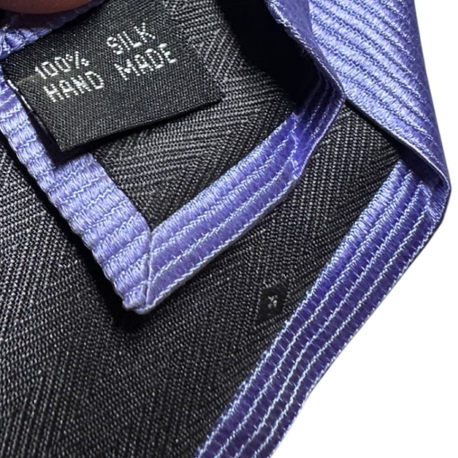 Bachrach Mens Purple Ribbed 100% Silk Handmade Necktie NWT - Thumbnail 7