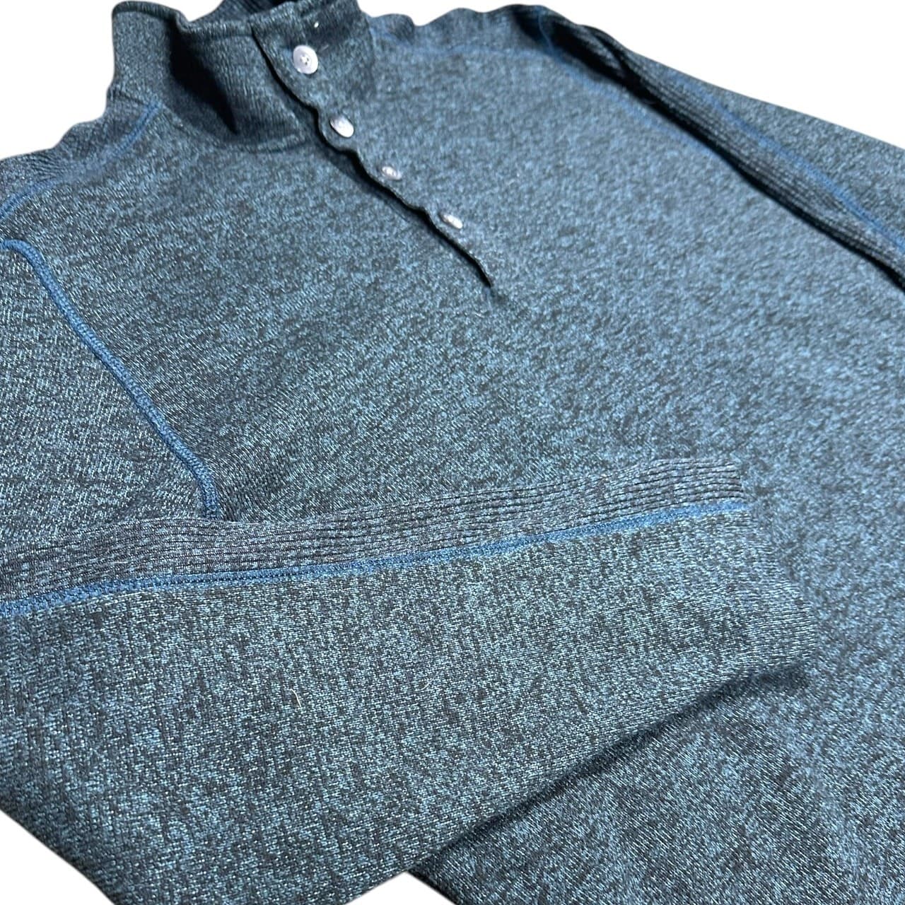 Van Heusen Men’s XL Navy Quarter-Button Textured Pullover Sweater - Thumbnail 3