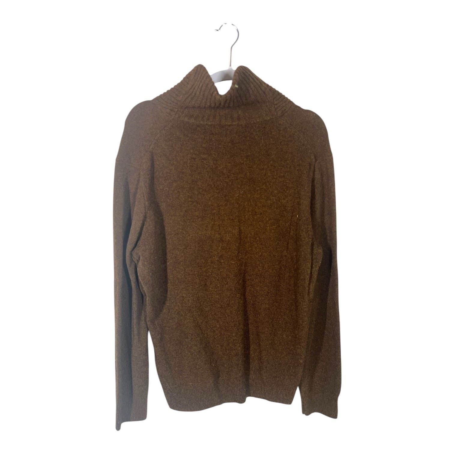 J.Crew Men’s Large Brown Quarter-Button Wool Sweater - Thumbnail 2