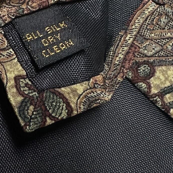 417 by Van Heusen Mens Silk Tie Vintage Floral Tapestry Tan Olive Burgundy - Thumbnail 6