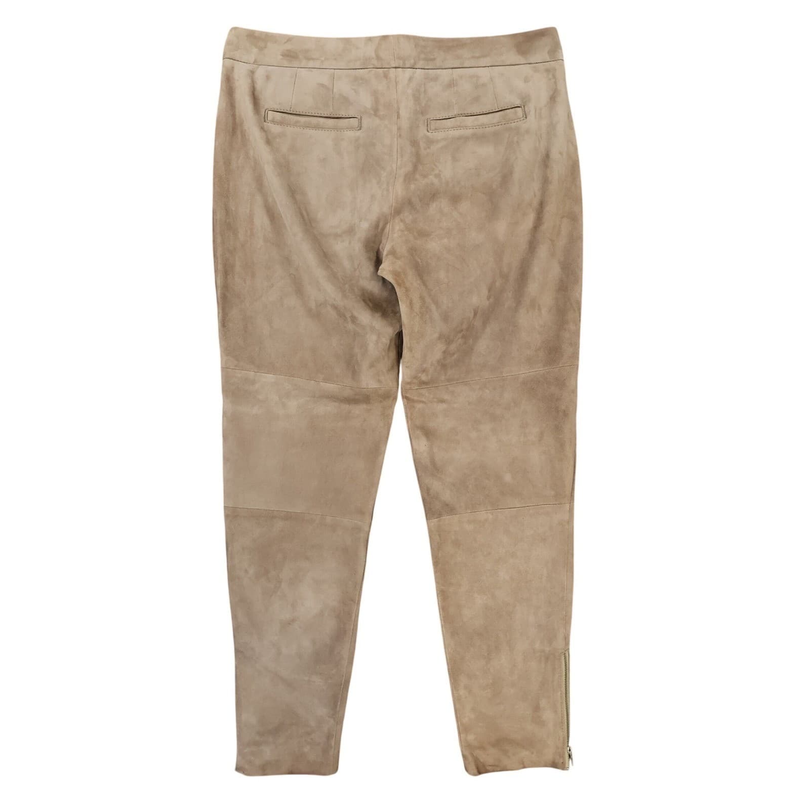 Eddie Bauer Suede Pants Womens 8 Brown Excellent Genuine Goat Leather Moto - Thumbnail 2