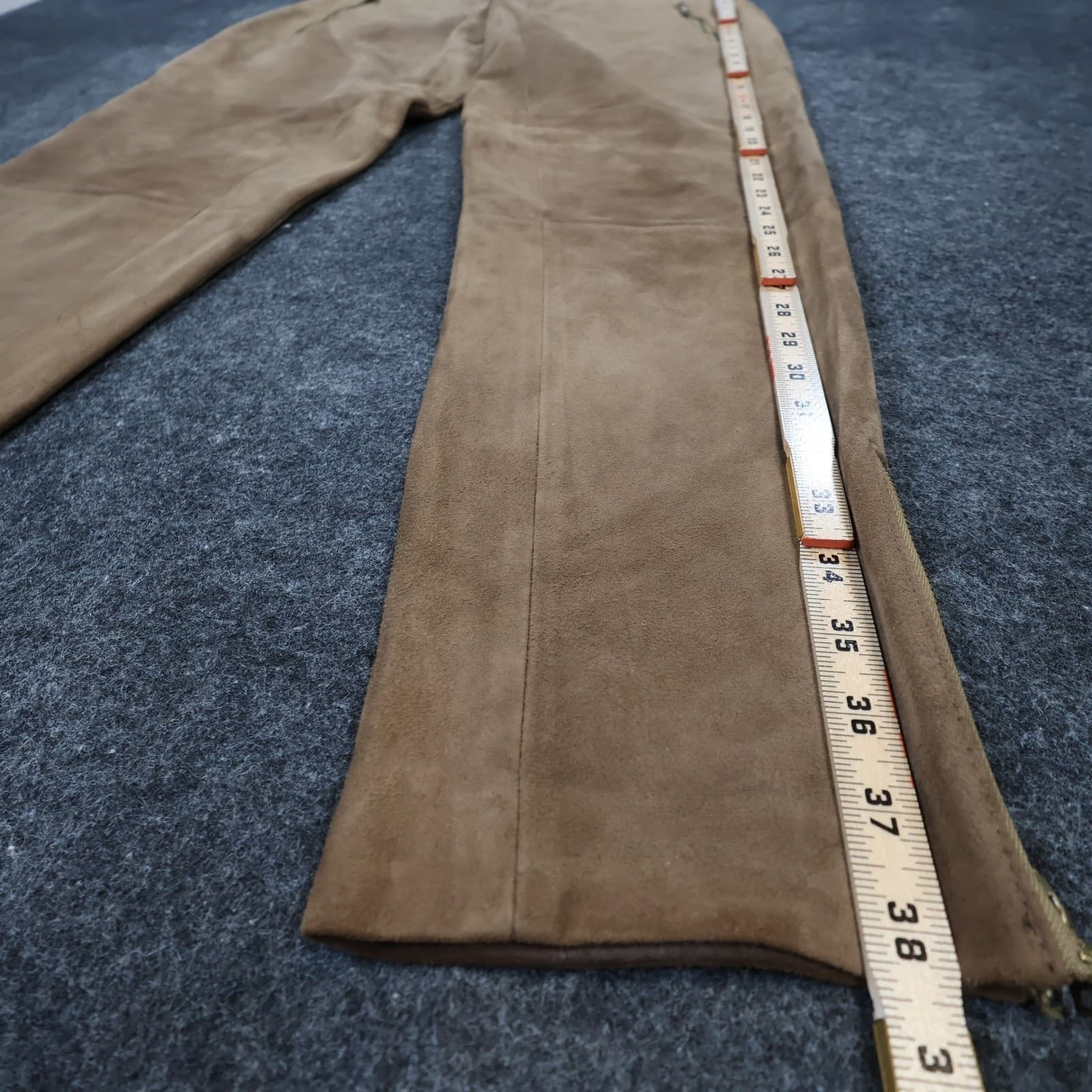Eddie Bauer Suede Pants Womens 8 Brown Excellent Genuine Goat Leather Moto - Thumbnail 3