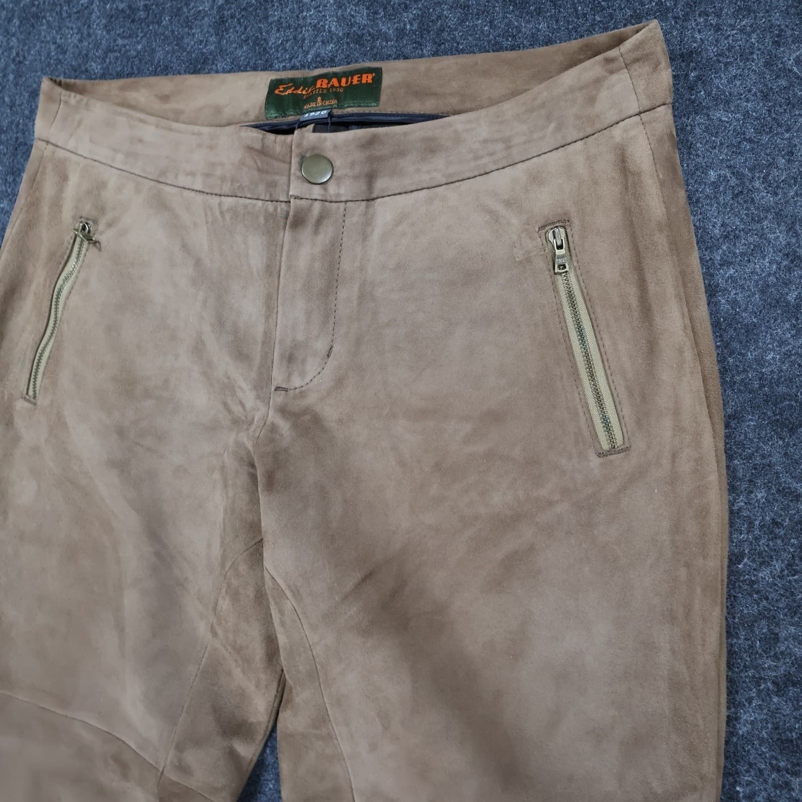 Eddie Bauer Suede Pants Womens 8 Brown Excellent Genuine Goat Leather Moto - Thumbnail 10