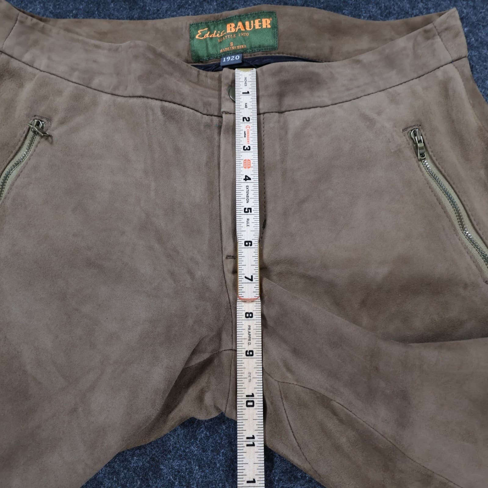 Eddie Bauer Suede Pants Womens 8 Brown Excellent Genuine Goat Leather Moto - Thumbnail 5