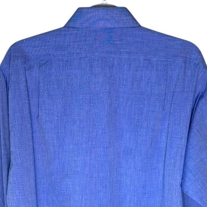 Van Heusen Mens Wrinkle Free Blue Long Sleeve Dress Shirt Size 16 34 35 - Thumbnail 6