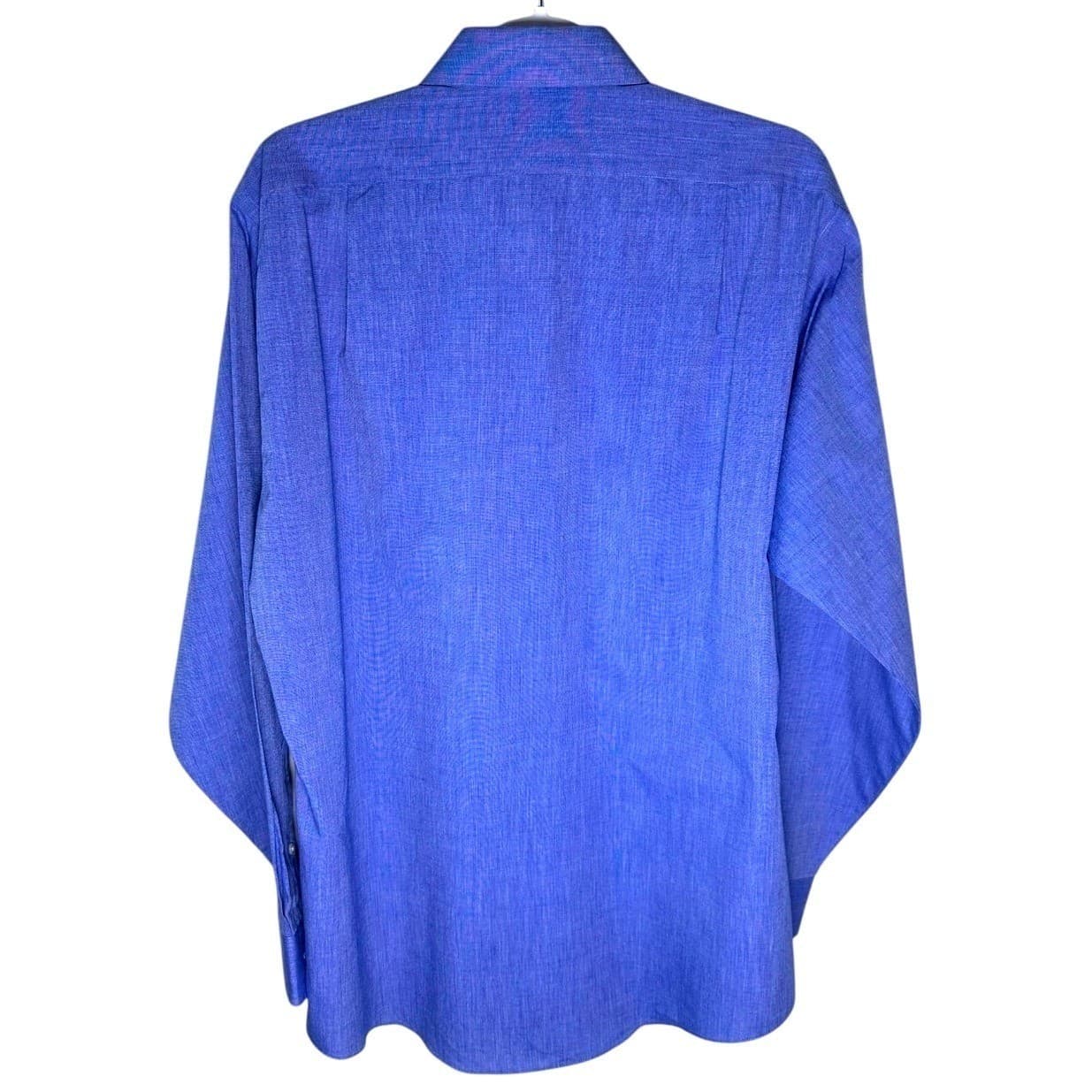 Van Heusen Mens Wrinkle Free Blue Long Sleeve Dress Shirt Size 16 34 35 - Thumbnail 2