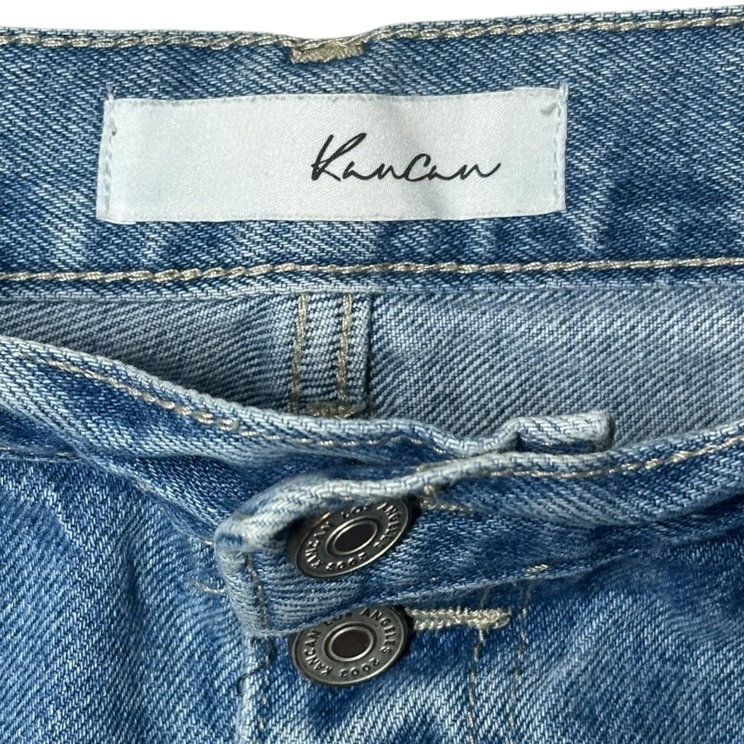 KanCan Women's 29x30 Medium Wash Blue Distressed High Rise Straight Leg Jeans - Thumbnail 3