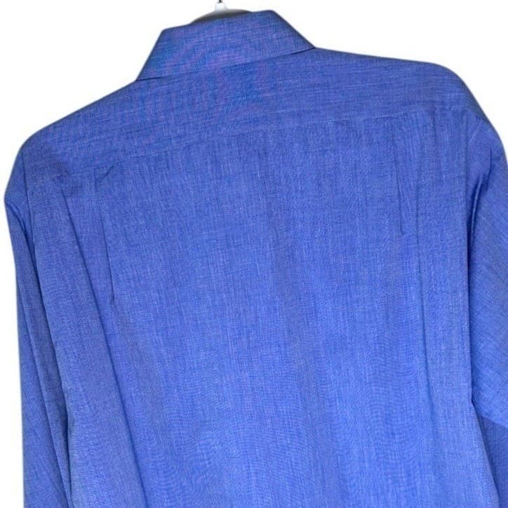 Van Heusen Mens Wrinkle Free Blue Long Sleeve Dress Shirt Size 16 34 35 - Thumbnail 4