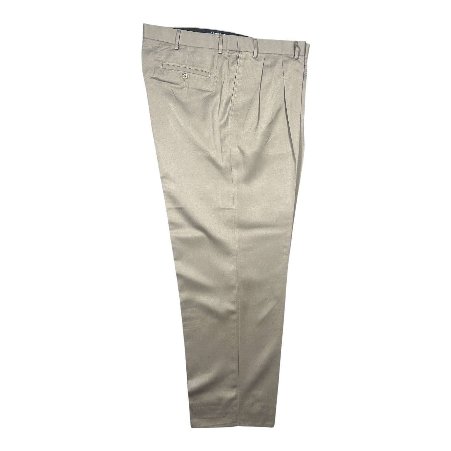 Roundtree & Yorke Dress Pants Mens 44x34 Taupe Excellent Pleated Easy Care Poly - Thumbnail 2