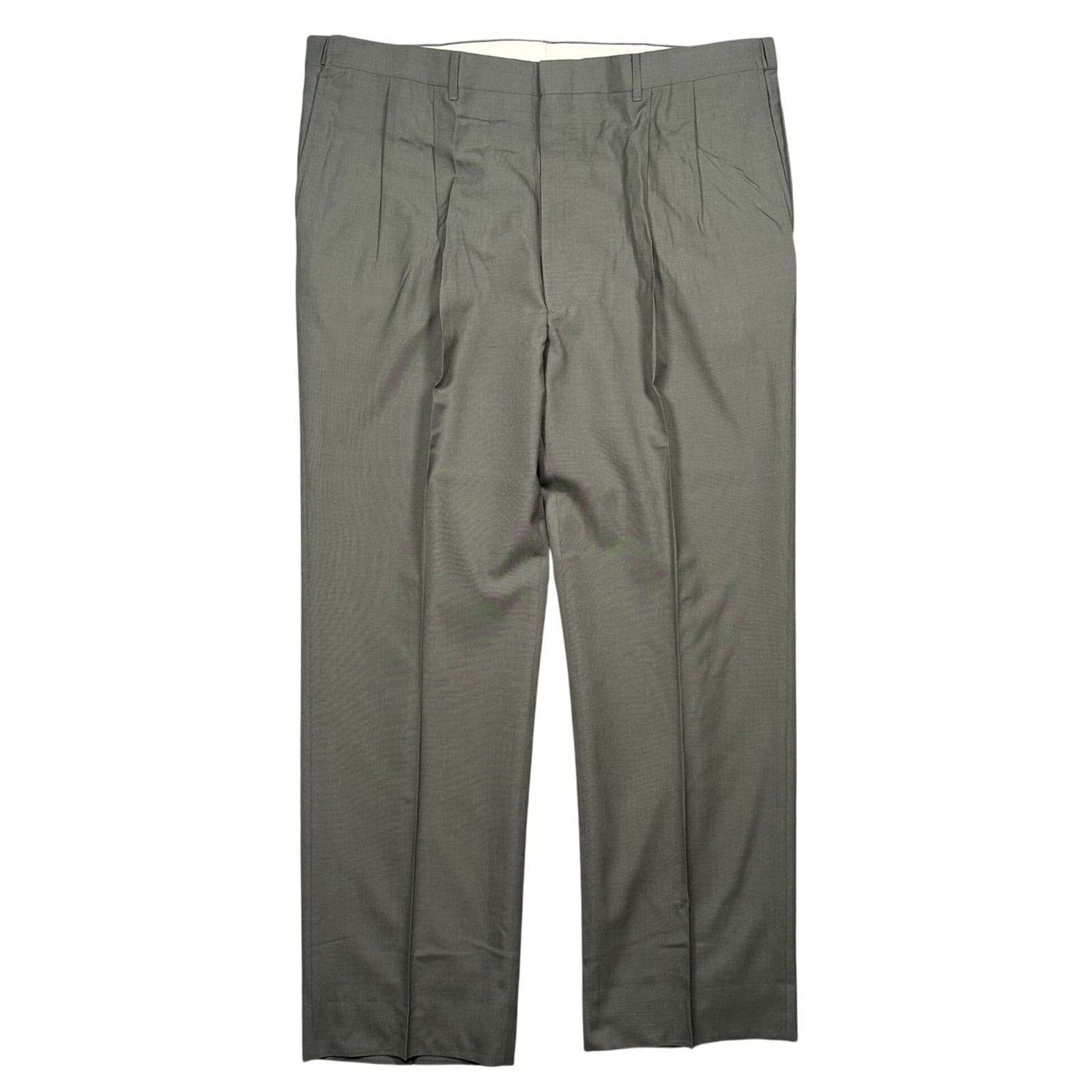 Norm Thompson Dress Pants Mens 44 Long Gray Excellent Pleated Worsted Wool Blend - Thumbnail 4