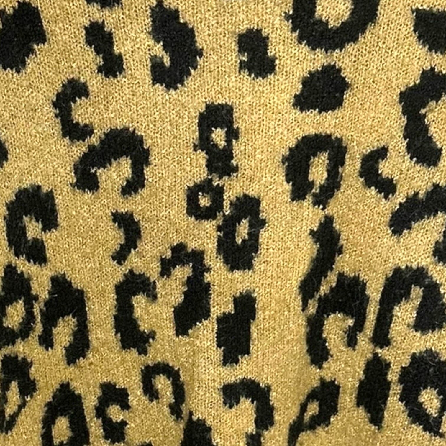 HYFVE Women's Size M Tan Black Leopard Print Knit Crew Neck Sweater Pullover - Thumbnail 2