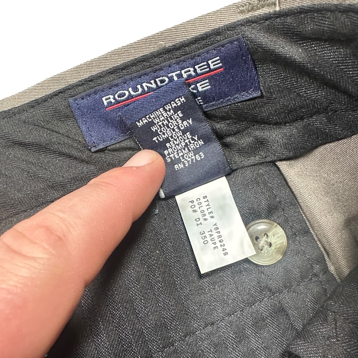 Roundtree & Yorke Dress Pants Mens 44x34 Taupe Excellent Pleated Easy Care Poly - Thumbnail 8