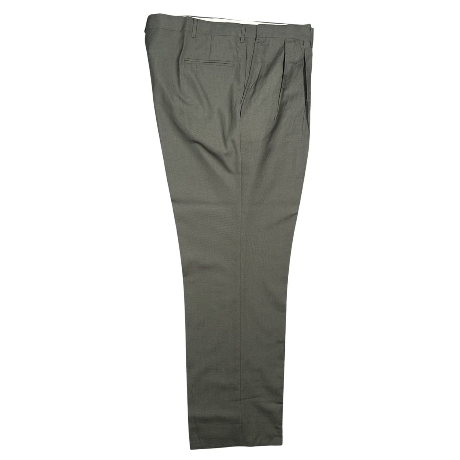 Norm Thompson Dress Pants Mens 44 Long Gray Excellent Pleated Worsted Wool Blend - Thumbnail 2