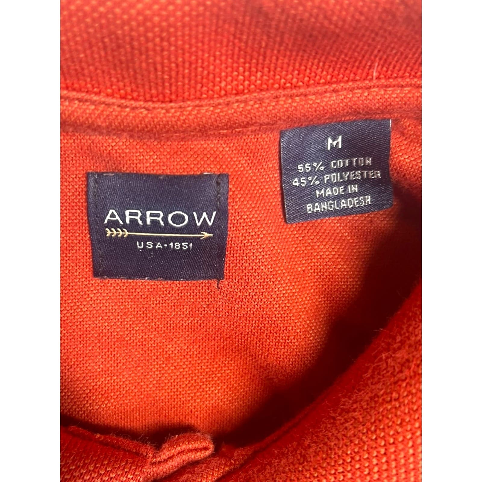 Arrow Men's Medium Red Orange Short-Sleeve Polo | Classic Casual Shirt - Thumbnail 3