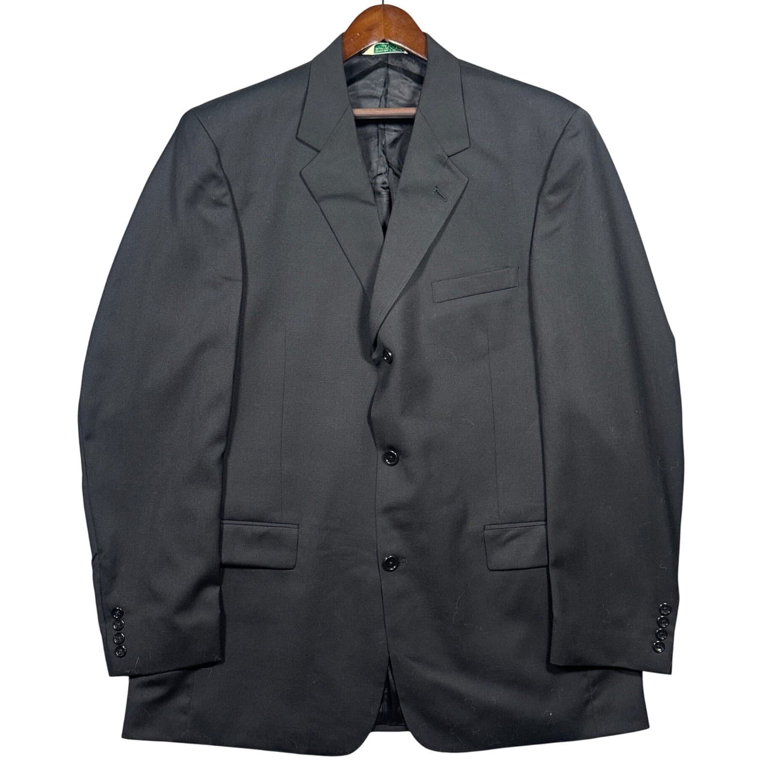 Palm Beach Suit Men Black Excellent 100% Pure Wool 3 Button Pleated Hartmarx - Thumbnail 2