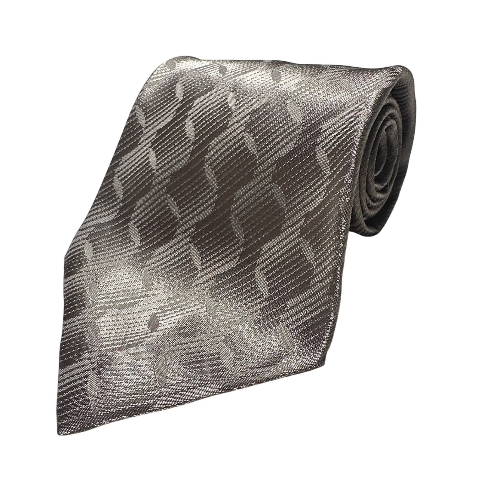 Vintage Don Loper Beverly Hills Mens Tie Gray Geometric Jacquard Polyester - Thumbnail 5