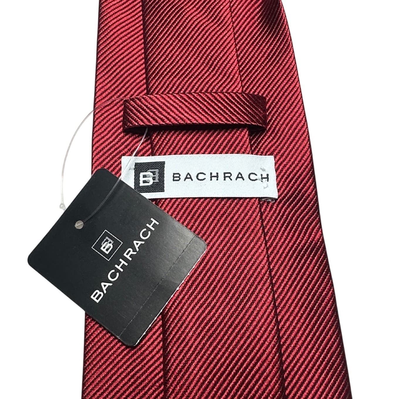 Bachrach Mens Burgundy Red Diagonal Ribbed Classic Necktie - Thumbnail 6