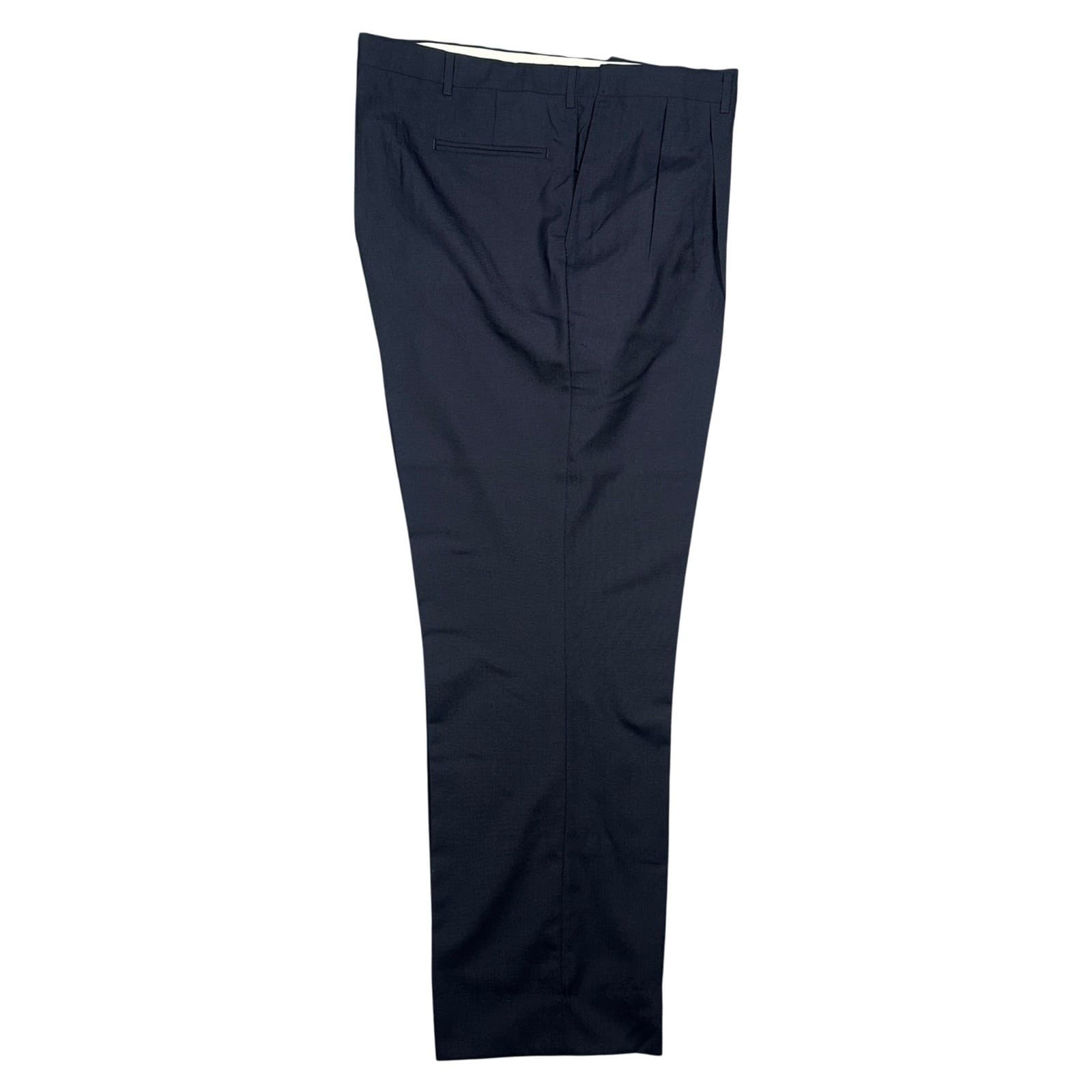 Norm Thompson Dress Pants Mens 44 Long Navy Blue Pleated Wool Blend - Thumbnail 2