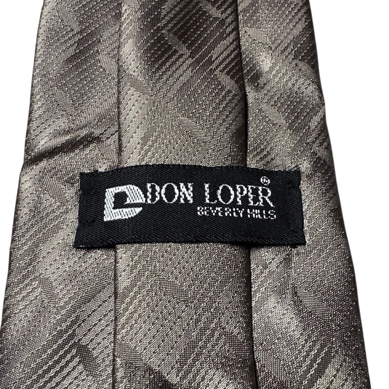Vintage Don Loper Beverly Hills Mens Tie Gray Geometric Jacquard Polyester - Thumbnail 7