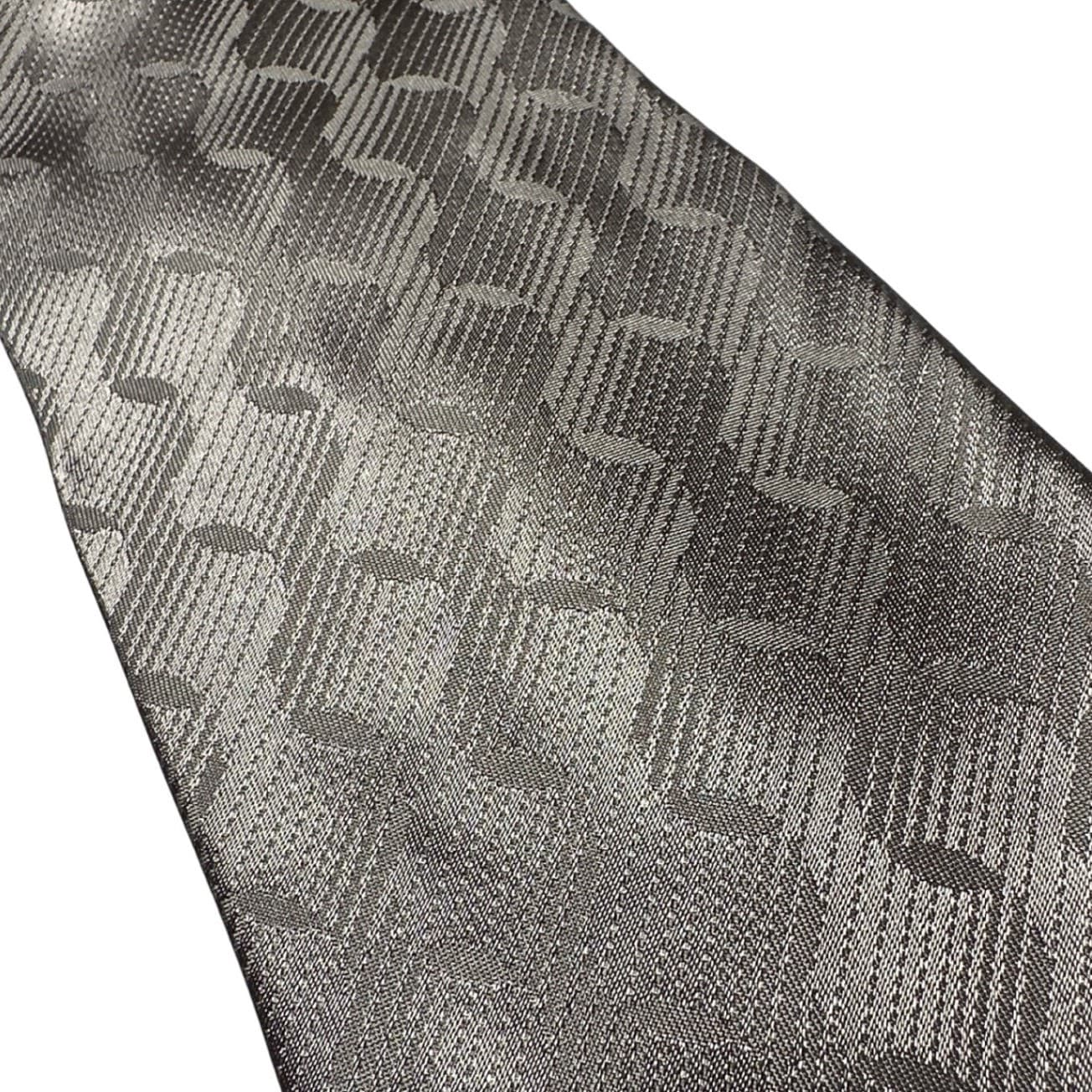 Vintage Don Loper Beverly Hills Mens Tie Gray Geometric Jacquard Polyester - Thumbnail 4
