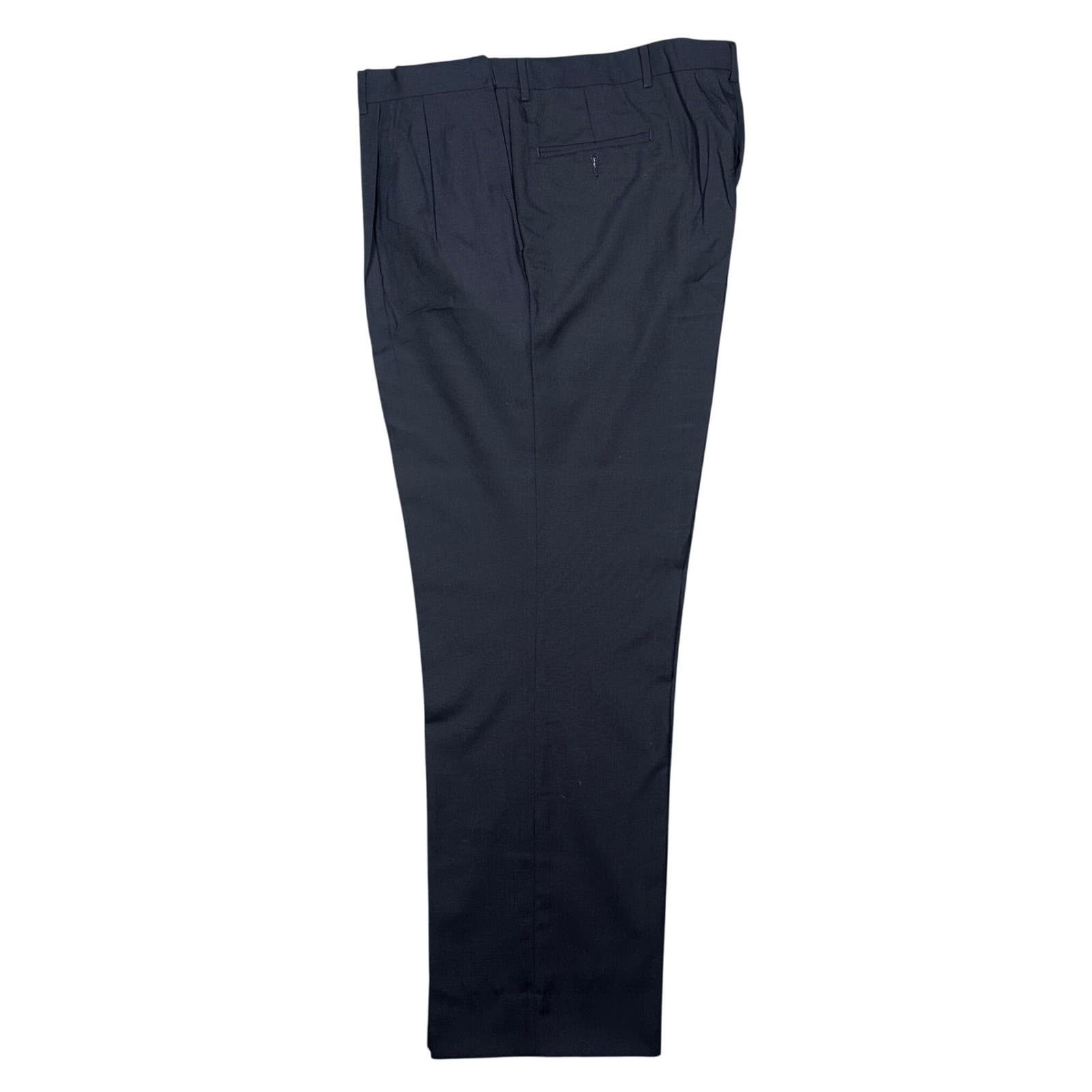 Norm Thompson Dress Pants Mens 44 Long Navy Blue Pleated Wool Blend - Thumbnail 3