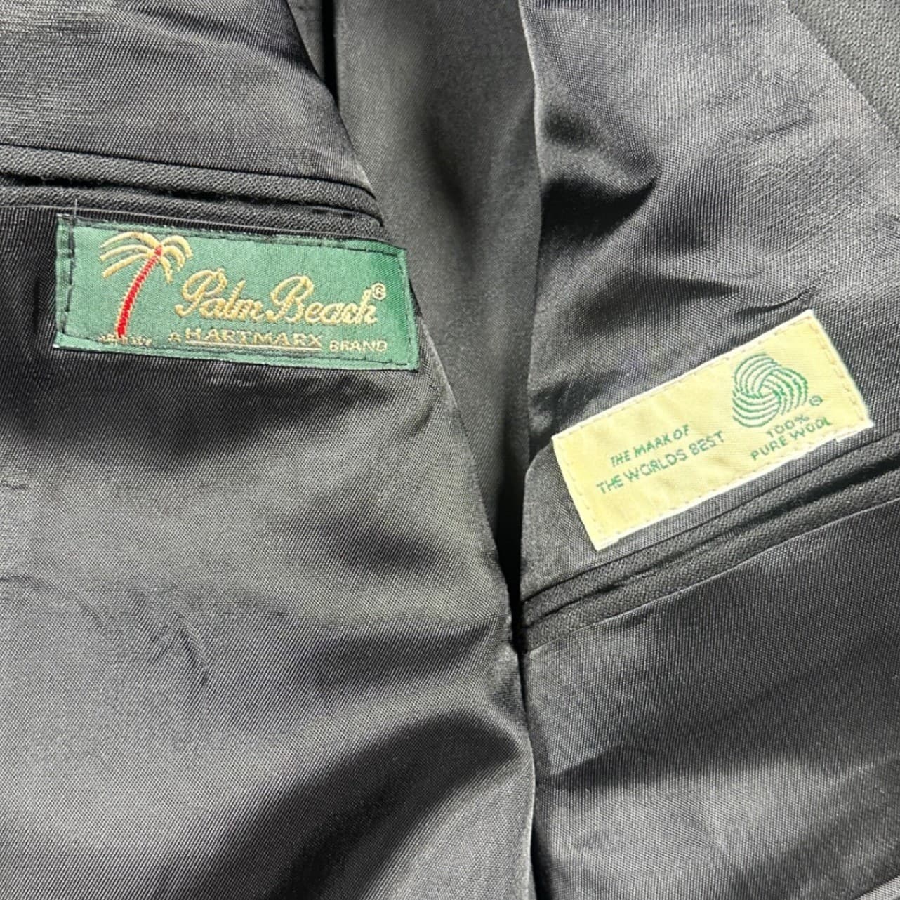 Palm Beach Suit Men Black Excellent 100% Pure Wool 3 Button Pleated Hartmarx - Thumbnail 7