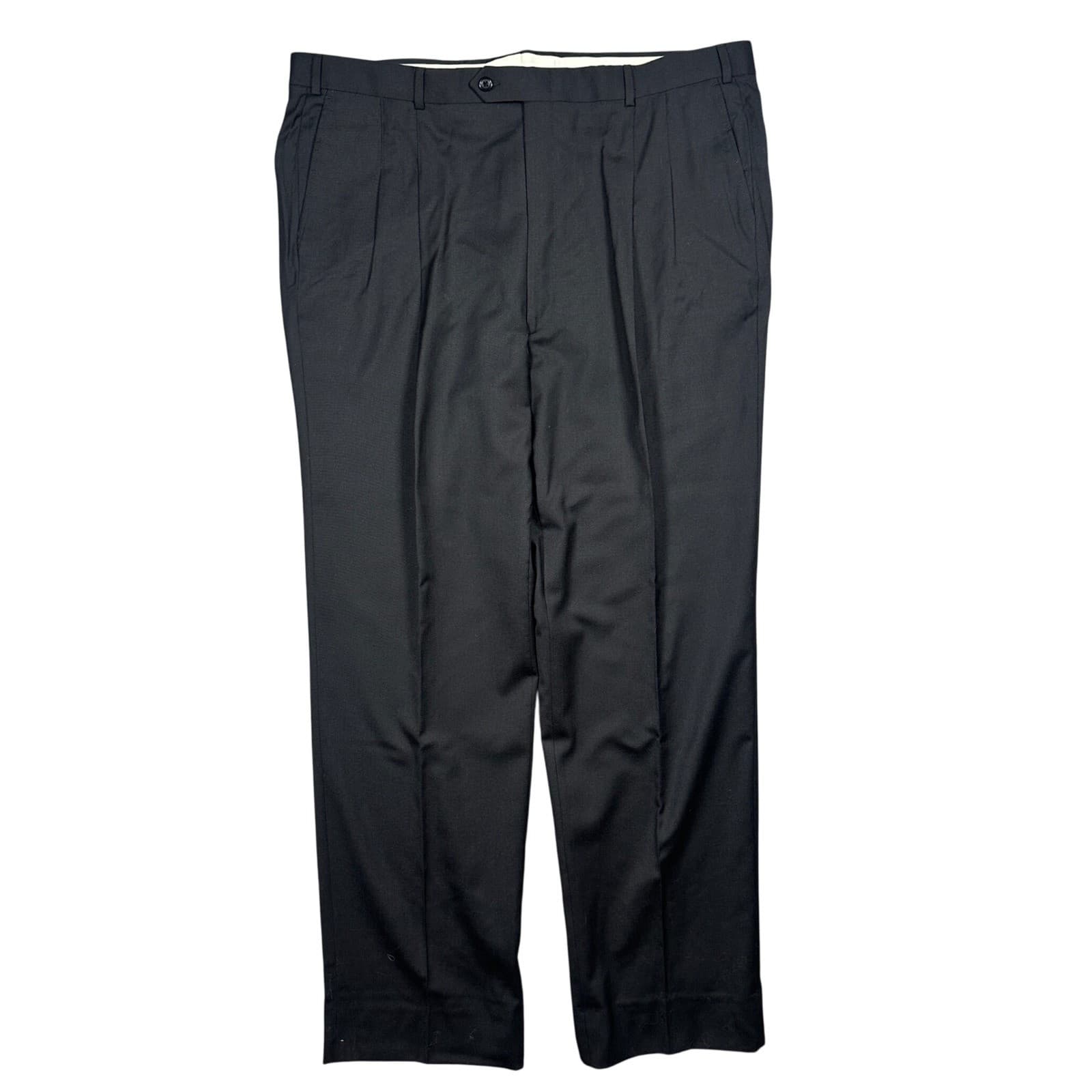 Palm Beach Suit Men Black Excellent 100% Pure Wool 3 Button Pleated Hartmarx - Thumbnail 5
