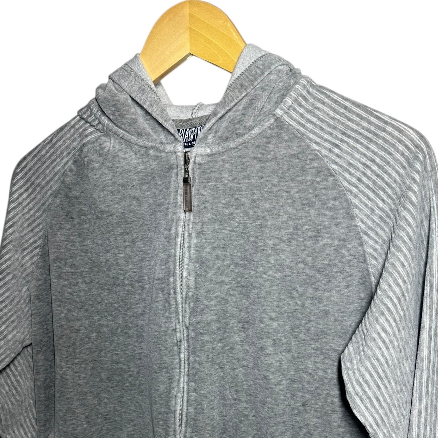 Blasport Bill Blass Zip Up Hoodie Womens Large Gray Striped Sleeve Excellent - Thumbnail 5