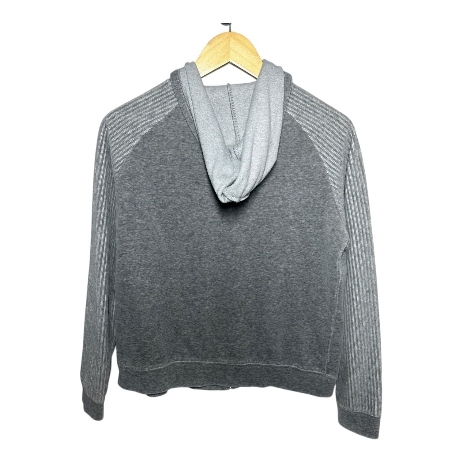 Blasport Bill Blass Zip Up Hoodie Womens Large Gray Striped Sleeve Excellent - Thumbnail 2