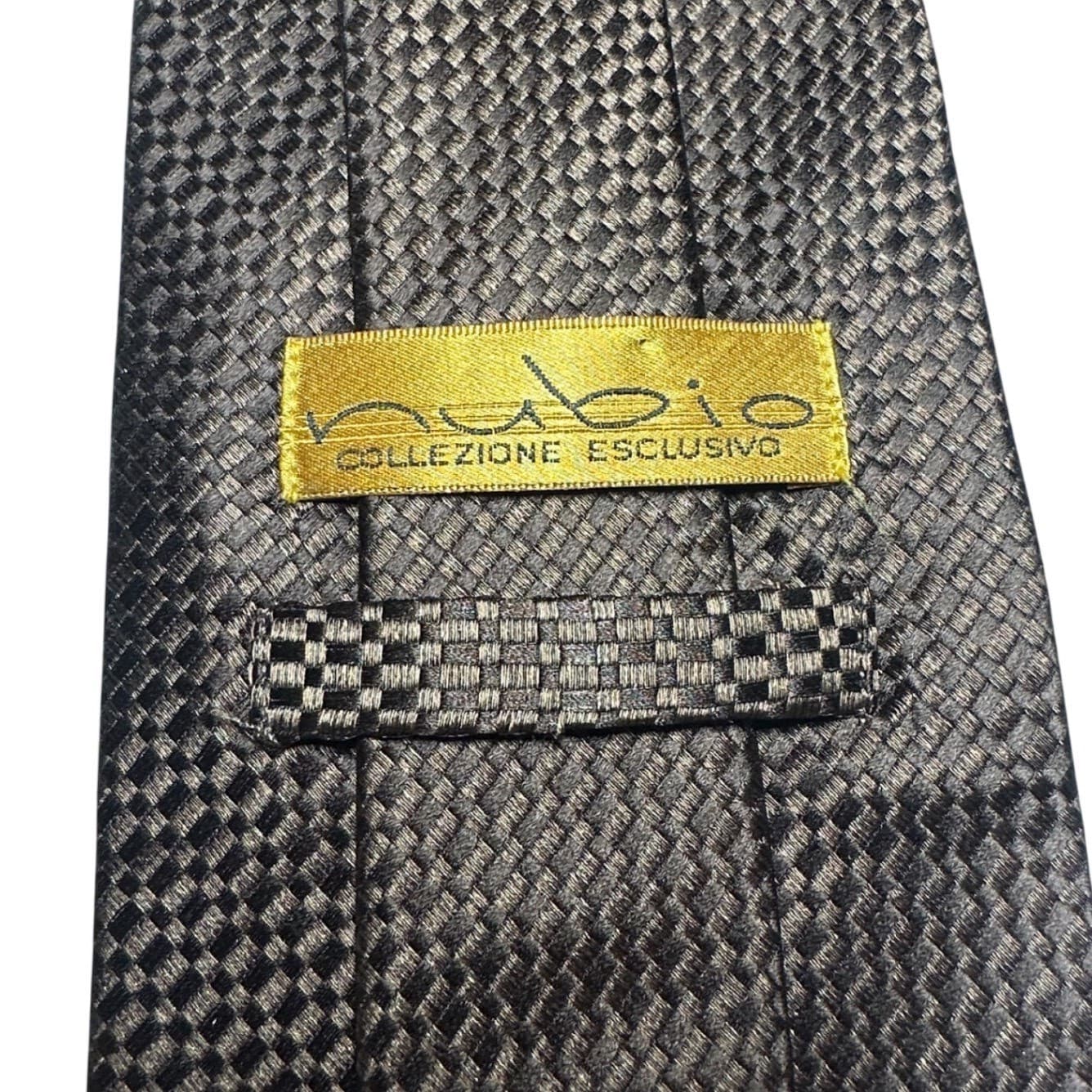 Nubio Collezione Esclusivo Mens Brown Silk Basketweave Textured Necktie Tie - Thumbnail 5