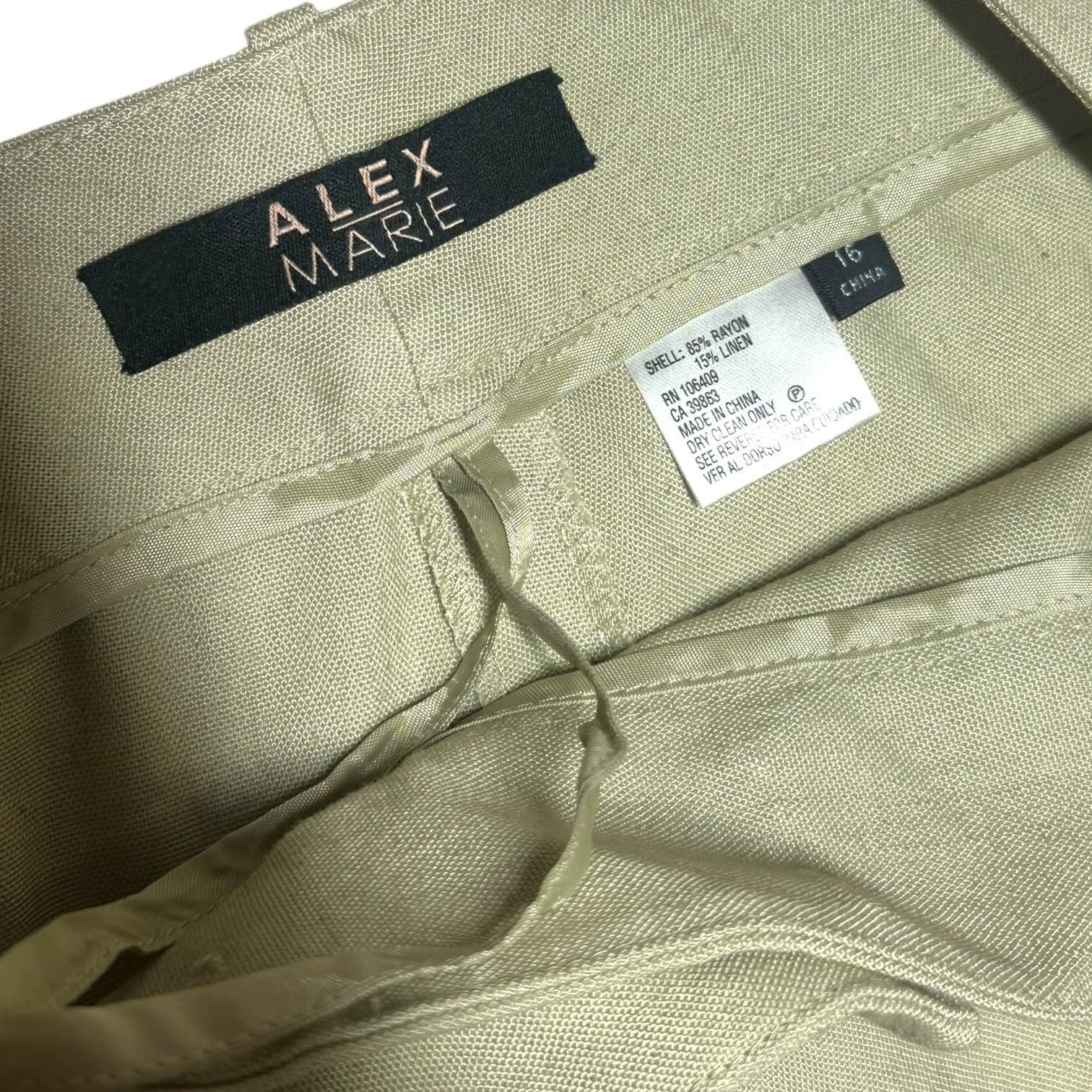 Alex Marie Thyme Linen Blend Cropped Pants Women Size 16 Flat Front Cuffed - Thumbnail 8