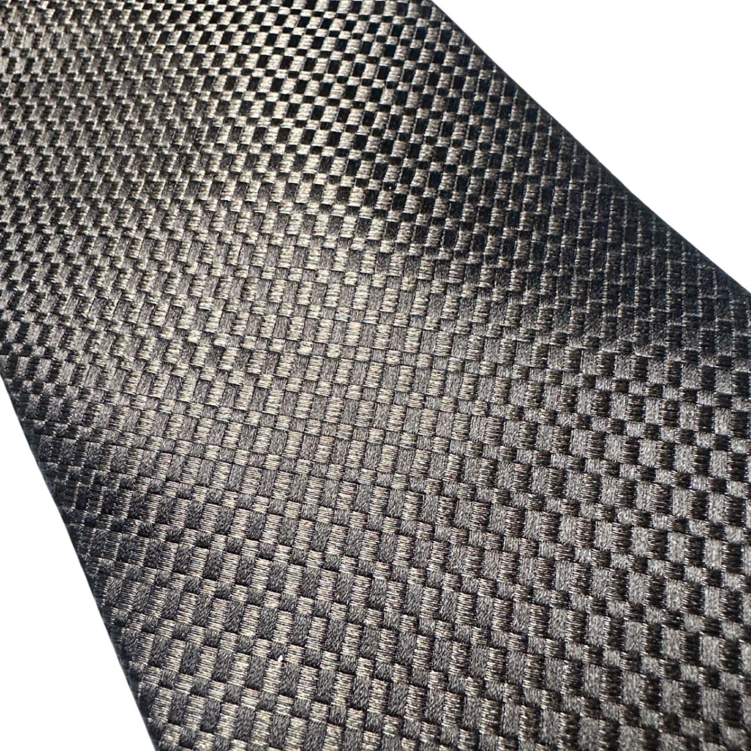 Nubio Collezione Esclusivo Mens Brown Silk Basketweave Textured Necktie Tie - Thumbnail 4