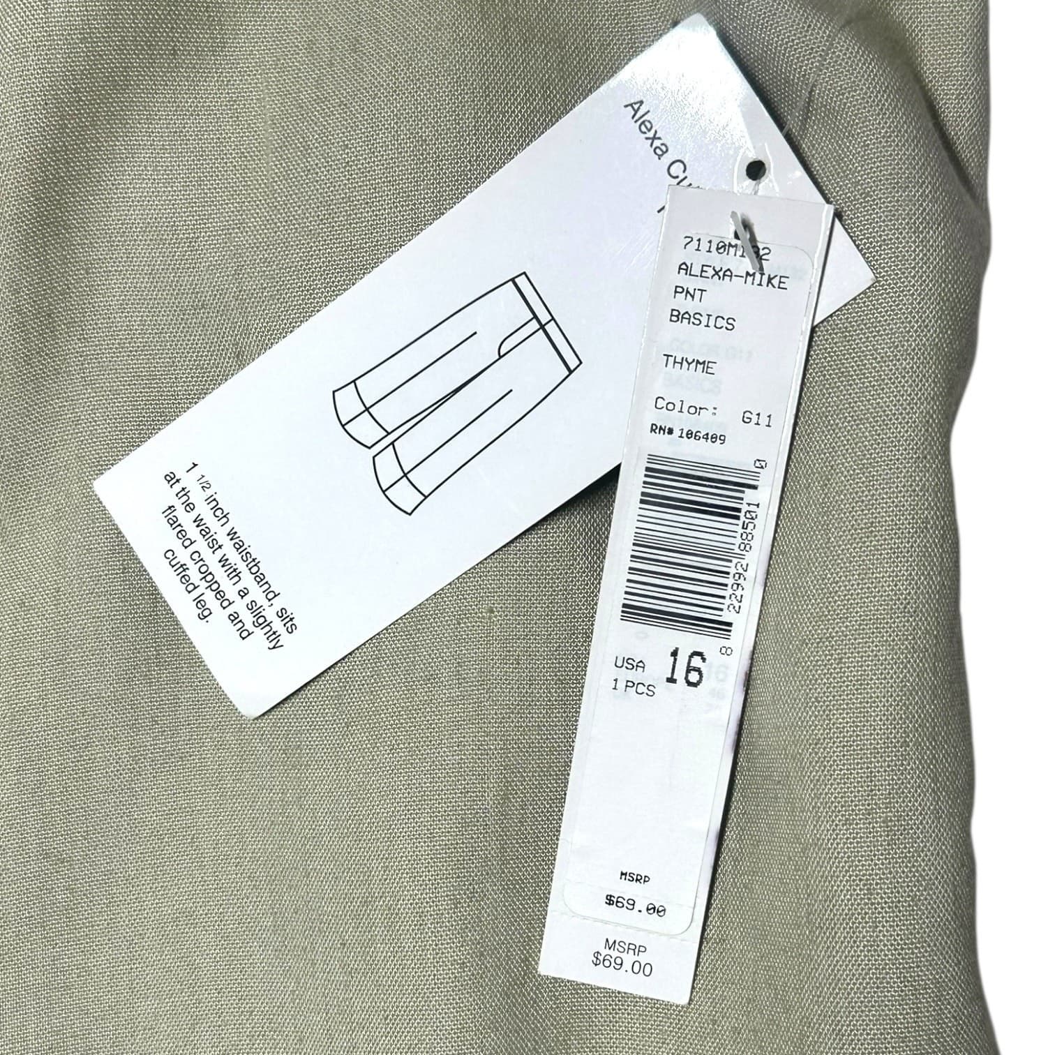 Alex Marie Thyme Linen Blend Cropped Pants Women Size 16 Flat Front Cuffed - Thumbnail 7