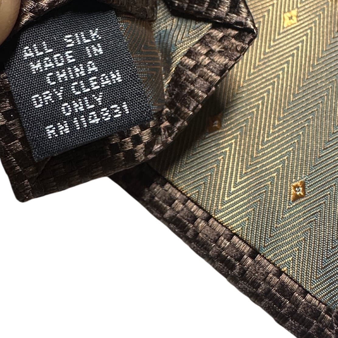 Nubio Collezione Esclusivo Mens Brown Silk Basketweave Textured Necktie Tie - Thumbnail 6