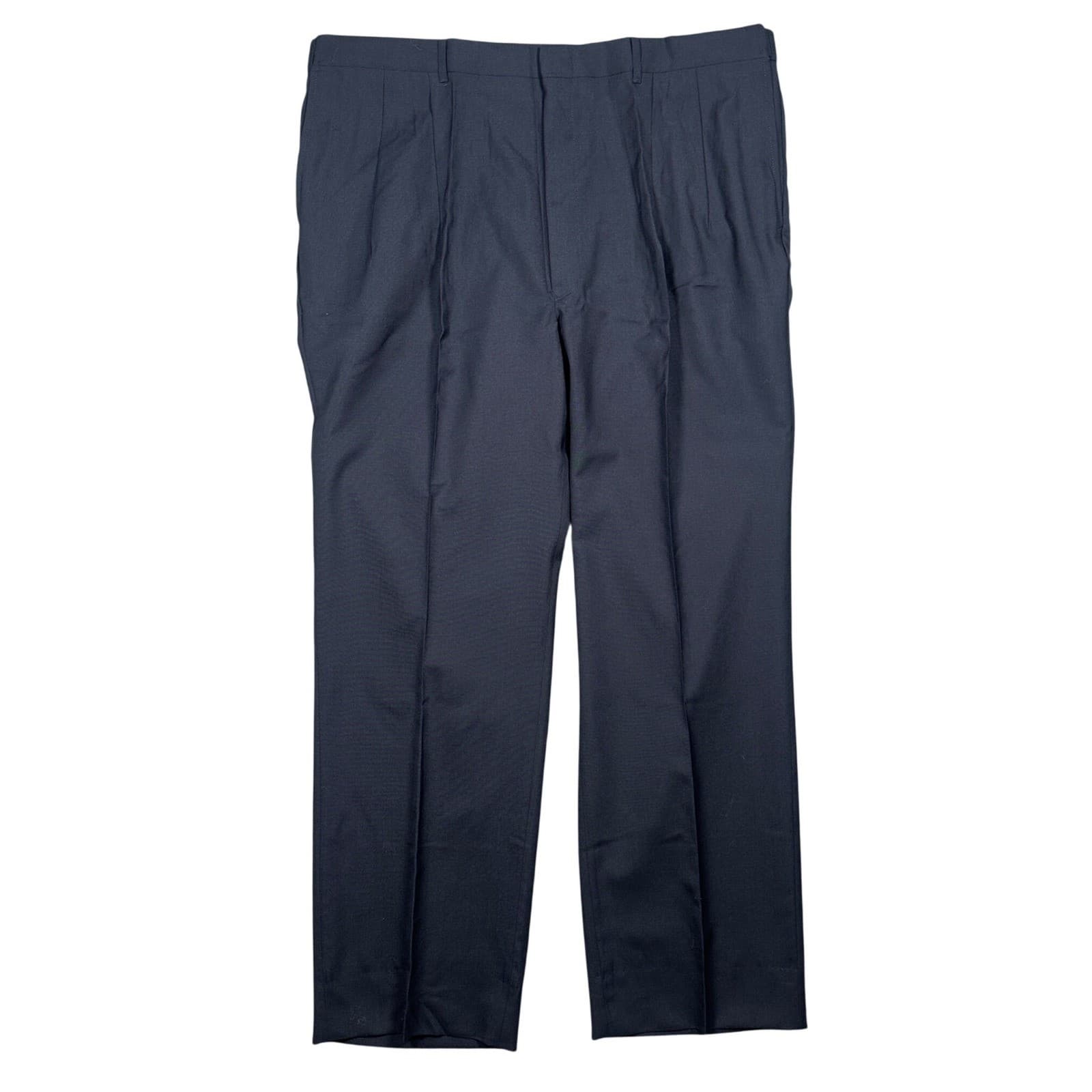 Norm Thompson Dress Pants Mens 44 Long Navy Blue Pleated Wool Blend - Thumbnail 4